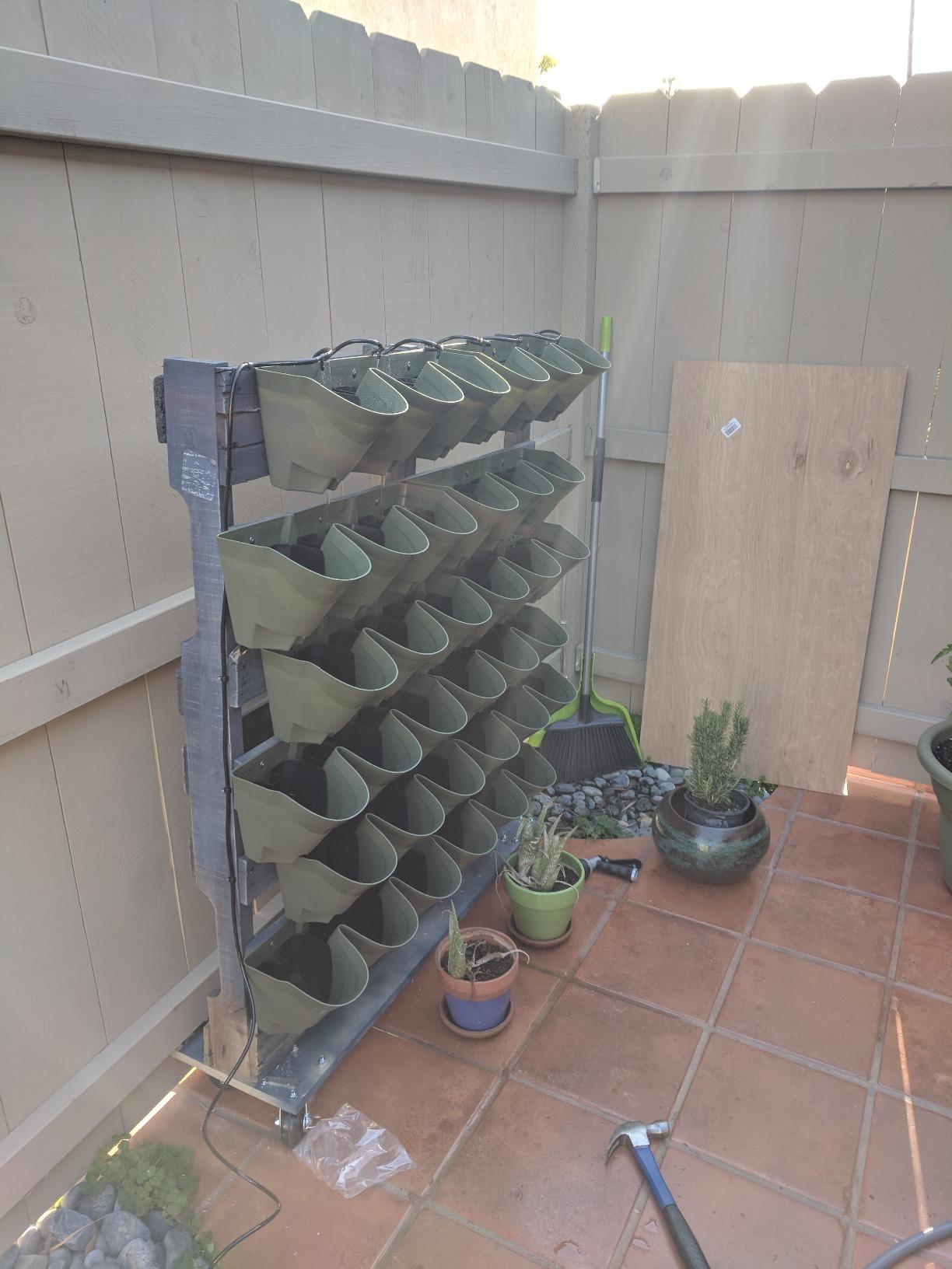 Worth Garden 36 Pockets Self Watering Vertical Planters Indoor Outdoor Living Wall Mounted - 9' Automatic Dripping Irrigation System Hose Kit Stackable Plastic Pot Herb Plants Home Balcony Decoration - Customer Photo 2