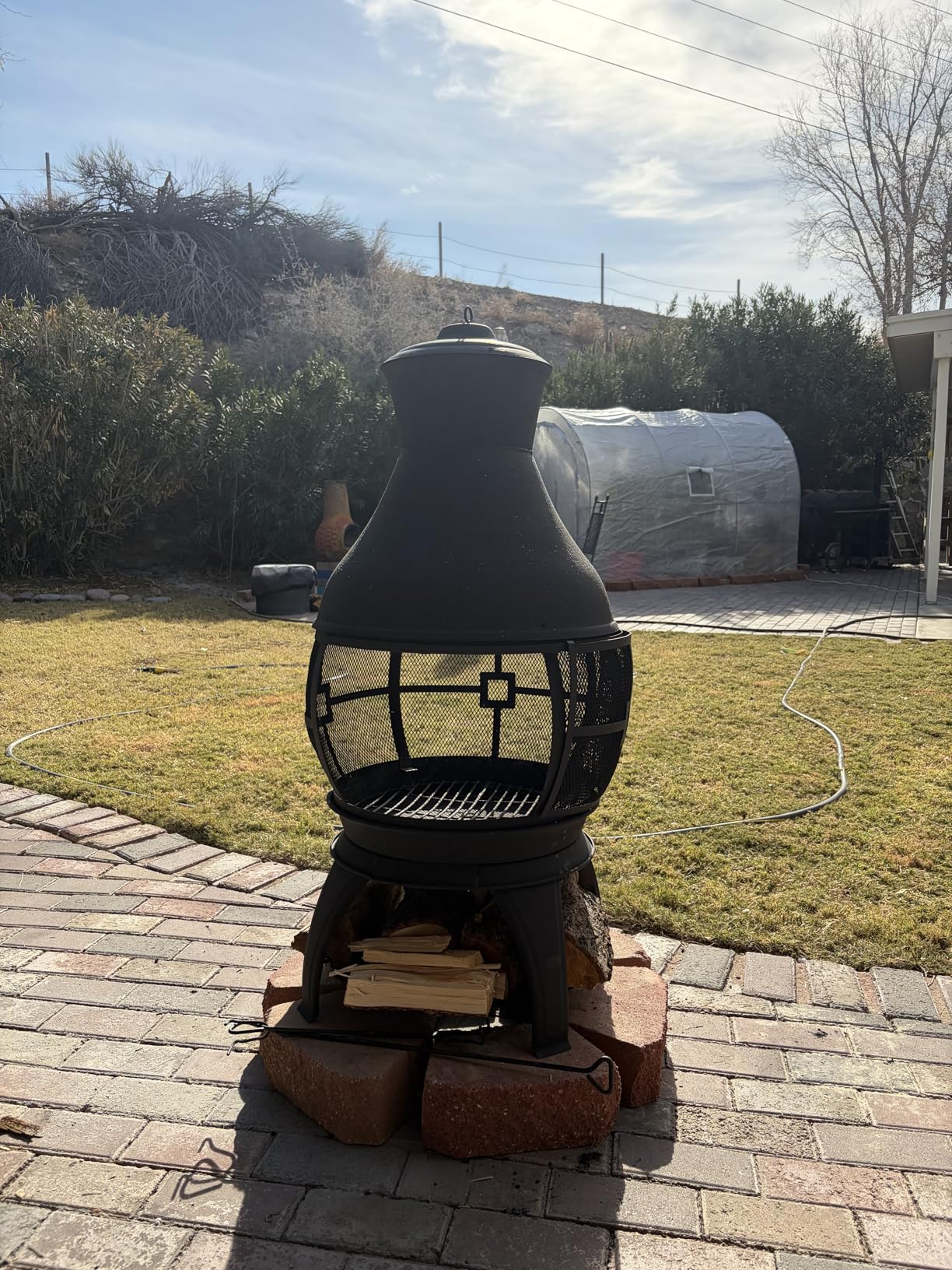 BALI OUTDOORS Chiminea Outdoor Fireplace | Outdoor Wood Burning Fire Pits for Backyard, Garden, Camping, Brown-Black customer photo 1
