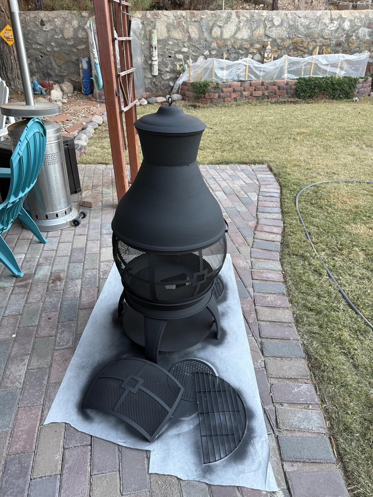 BALI OUTDOORS Chiminea Outdoor Fireplace | Outdoor Wood Burning Fire Pits for Backyard, Garden, Camping, Brown-Black customer photo 2