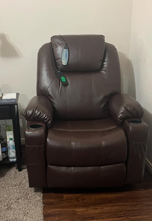 MCombo Electric Power Lift Recliner Chair Sofa with Massage and Heat for Elderly, 3 Positions, 2 Side Pockets, and Cup Holders, USB Ports, Faux Leather 7040 (Light Brown, Medium) - Customer Photo 2
