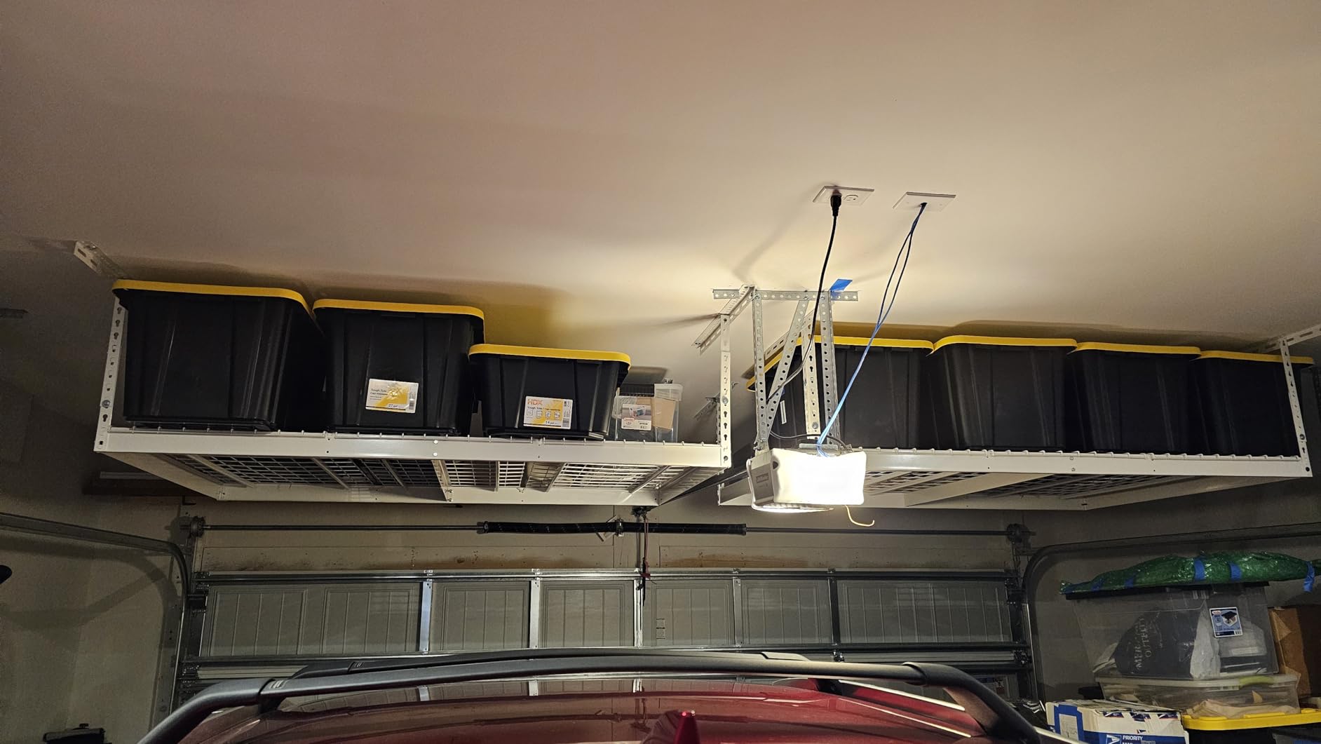 SafeRacks 4x6 Overhead Garage Storage Rack - Height Adjustable Steel Overhead Storage Rack - 500 Pound Weight Capacity (White, 18