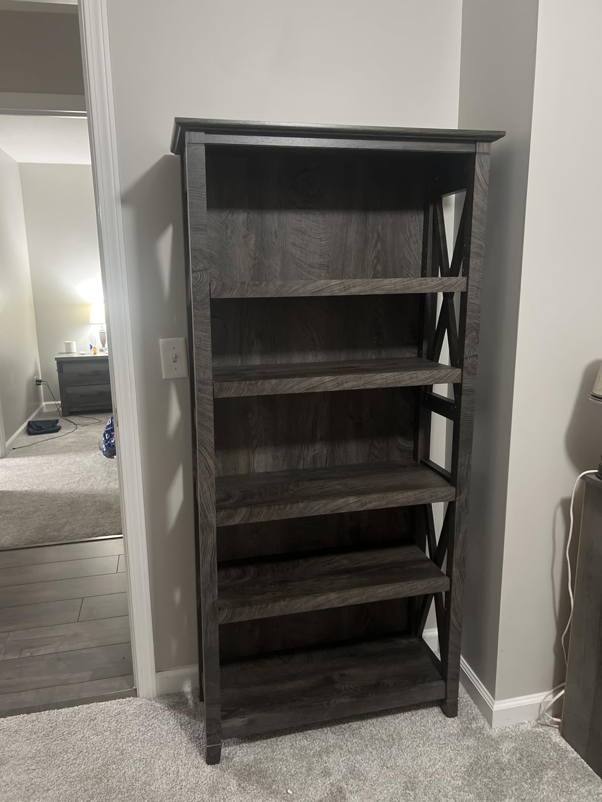 Bush Home Tall 5 Shelf Bookcase for Living Room or Home Office, Large Bookshelf, Modern Farmhouse Style, Key West Collection, Bing Cherry - Customer Photo 1