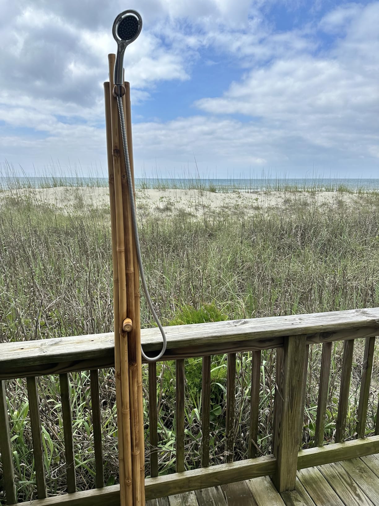 boohugger Bamboo Outdoor Shower | Tropical | Sustainable | Natural Bamboo | Handmade | 7 ft. Tall - Customer Photo 1