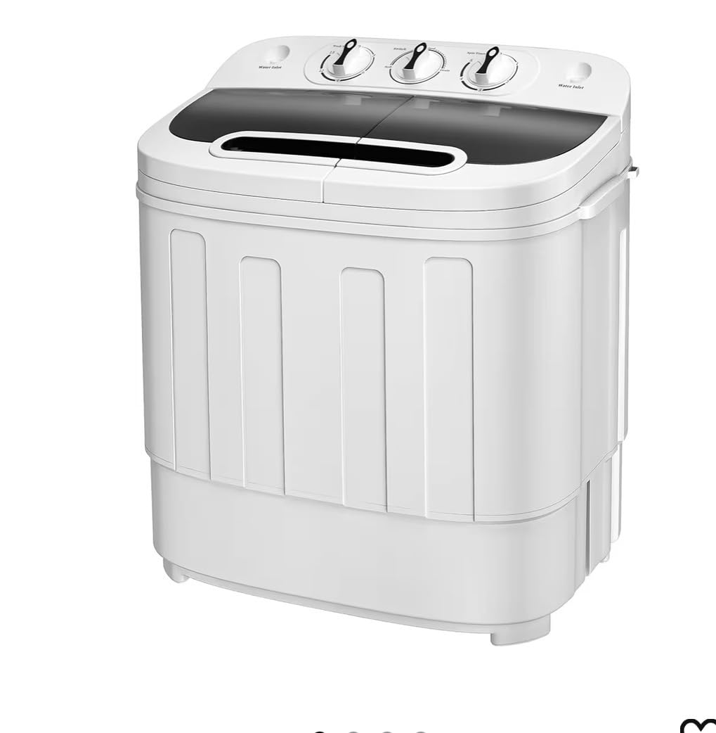 SUPER DEAL Compact Mini Twin Tub Washing Machine 13lbs Capacity Portable Washer Wash and Spin Cycle Combo, Built-in Gravity Drain for Camping, Apartments, Dorms, College, RV's and Small Spaces - Customer Photo 1