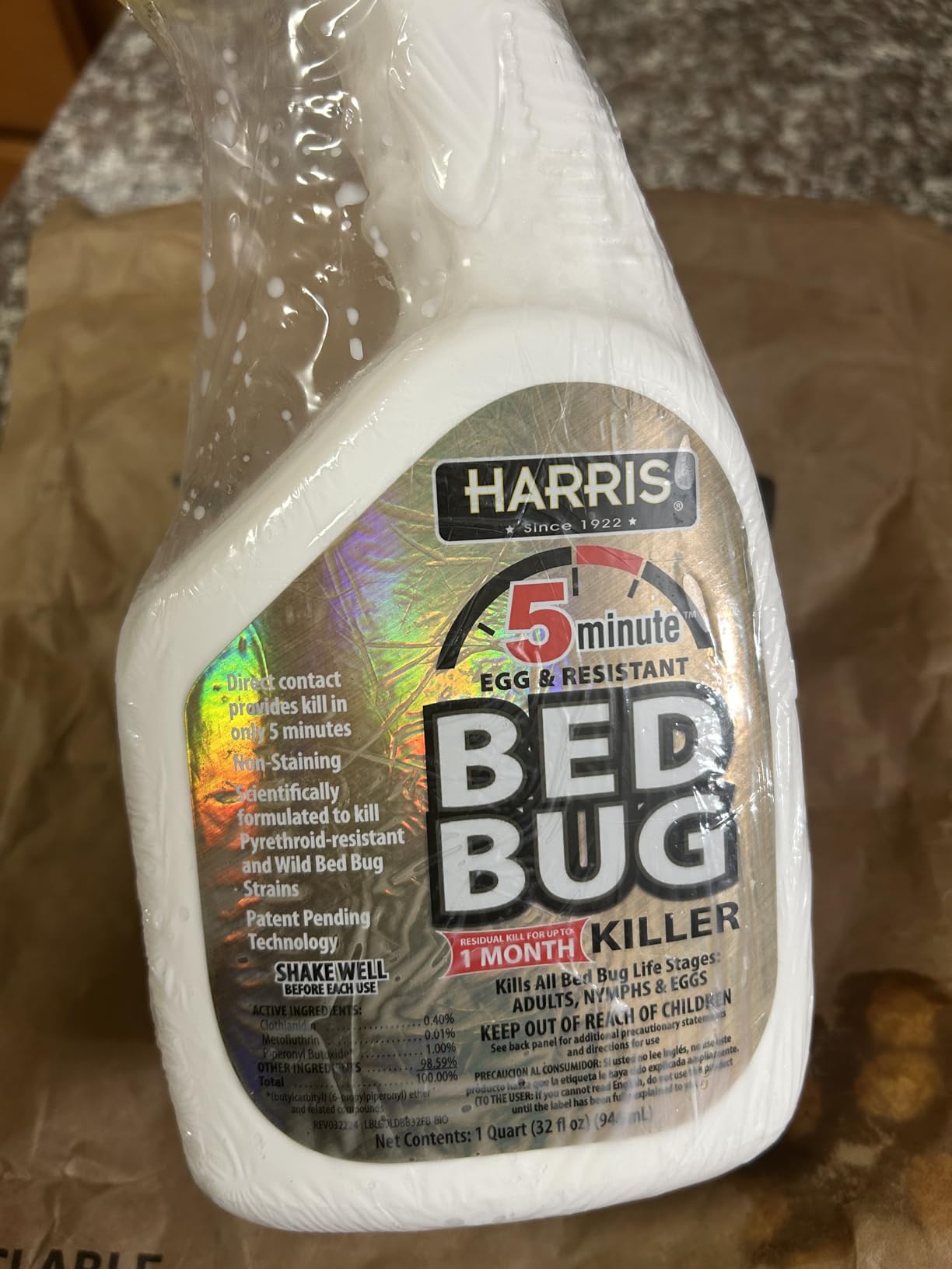Harris 5 Minute Kill Time Bed Bug Killer Spray, Odorless and Non Staining Formula with Residual Protection (32oz) - Customer Photo 2