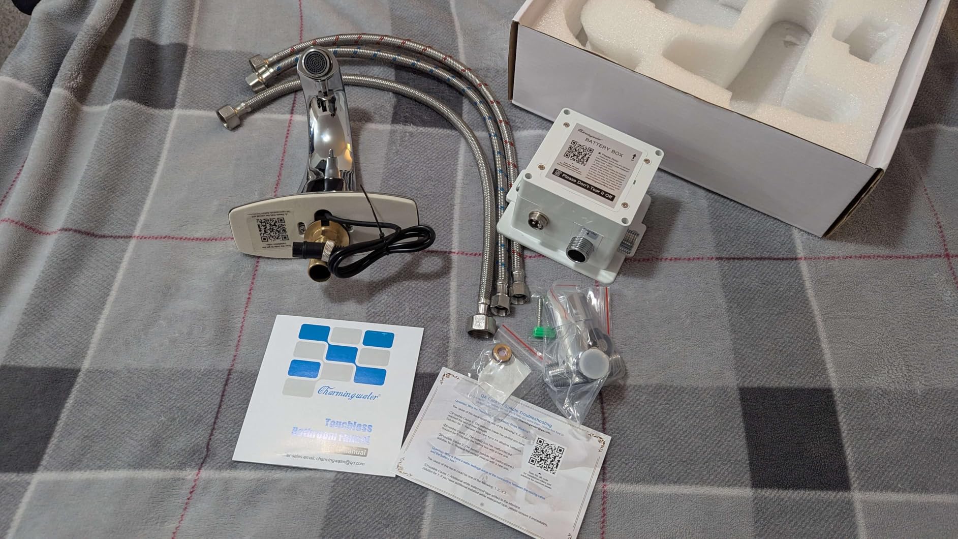 Charmingwater Touchless Bathroom Sink Faucet, Motion Automatic Sensor Faucet with Hole Cover Plate, Chrome - Customer Photo 1