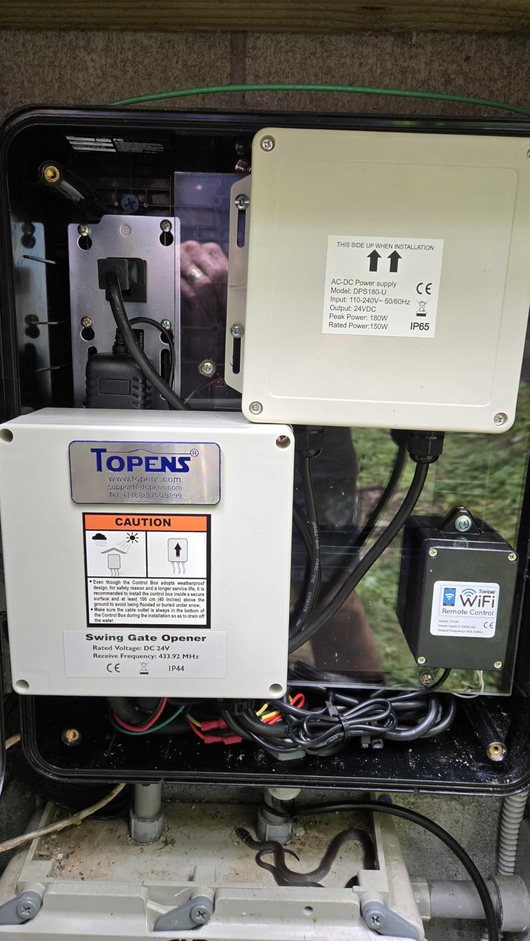 TOPENS PW502 Automatic Gate Opener for Medium Duty Dual Swing Gates Up to 16ft per Arm, Dual Swing Gate Operator AC Powered with Remote Control Kit Gate Motor Solar Compatible - Customer Photo 2