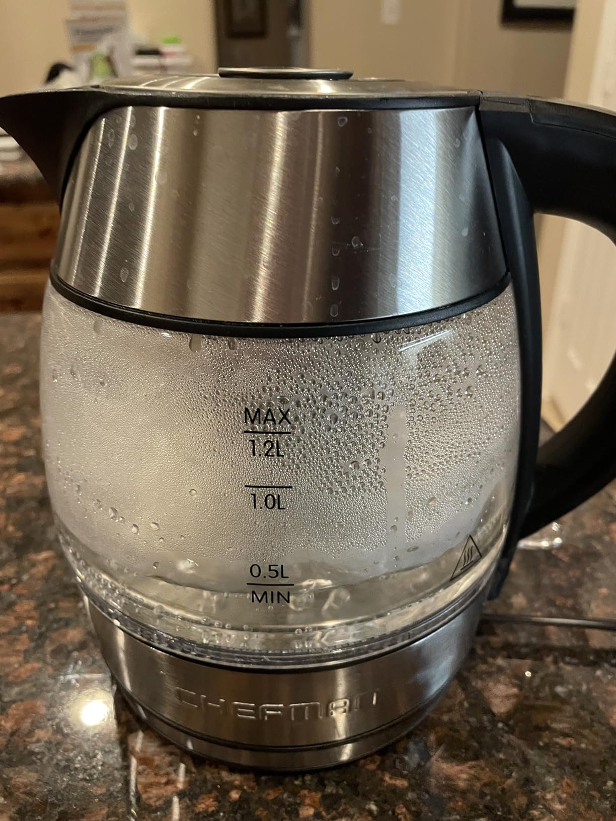 Chefman Electric Kettle with Temperature Control, 5 Presets LED Indicator Lights, Removable Tea Infuser, Glass Tea Kettle & Hot Water Boiler, 360° Swivel Base, BPA Free, Stainless Steel, 1.8 Liters - Customer Photo 1