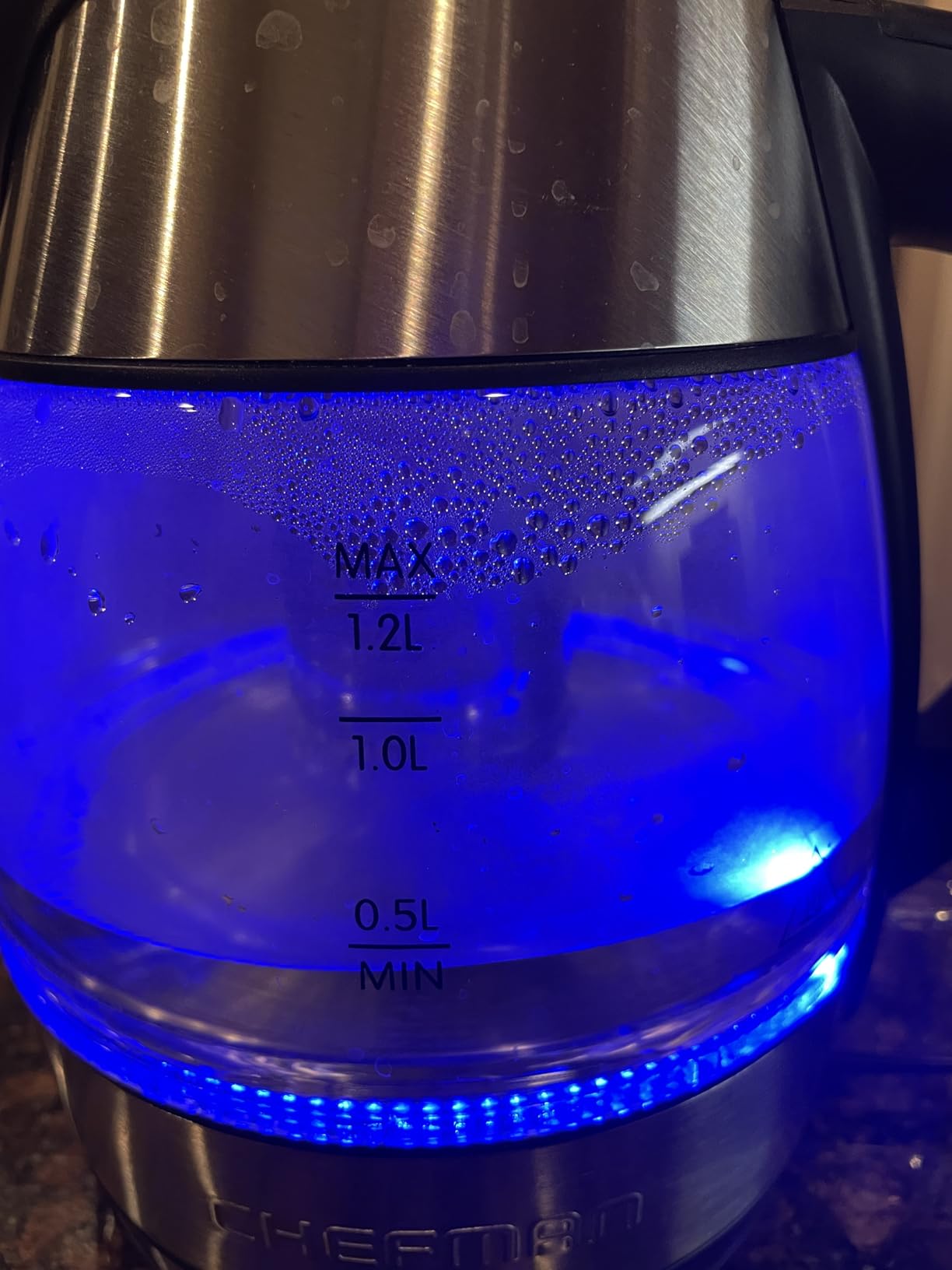 Chefman Electric Kettle with Temperature Control, 5 Presets LED Indicator Lights, Removable Tea Infuser, Glass Tea Kettle & Hot Water Boiler, 360° Swivel Base, BPA Free, Stainless Steel, 1.8 Liters - Customer Photo 2