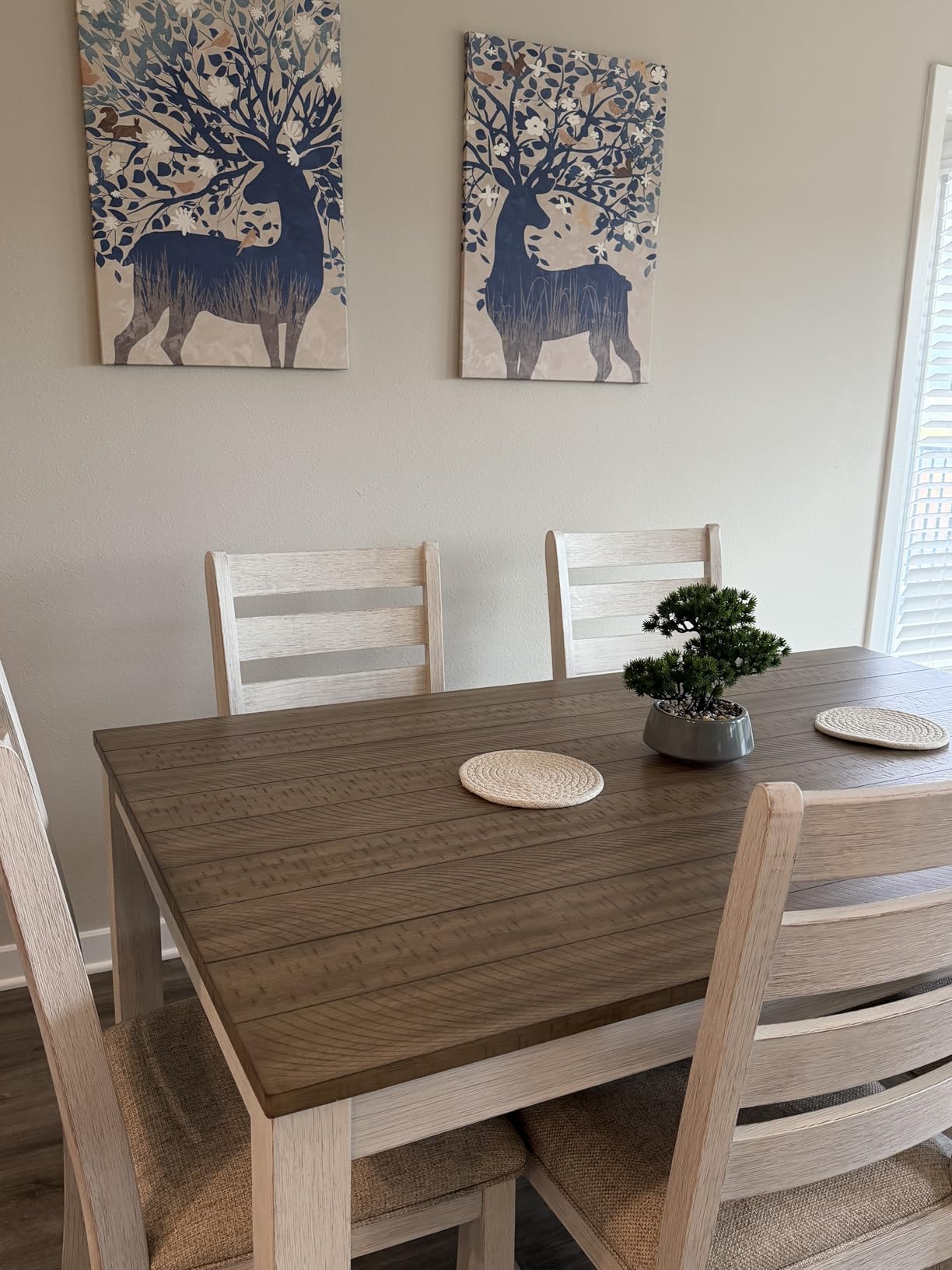 Signature Design by Ashley Skempton Cottage Dining 7 Piece Set – Rectangular Table & 6 Upholstered Chairs | Coastal Chic Meets Farmhouse, Whitewash - Customer Photo 1