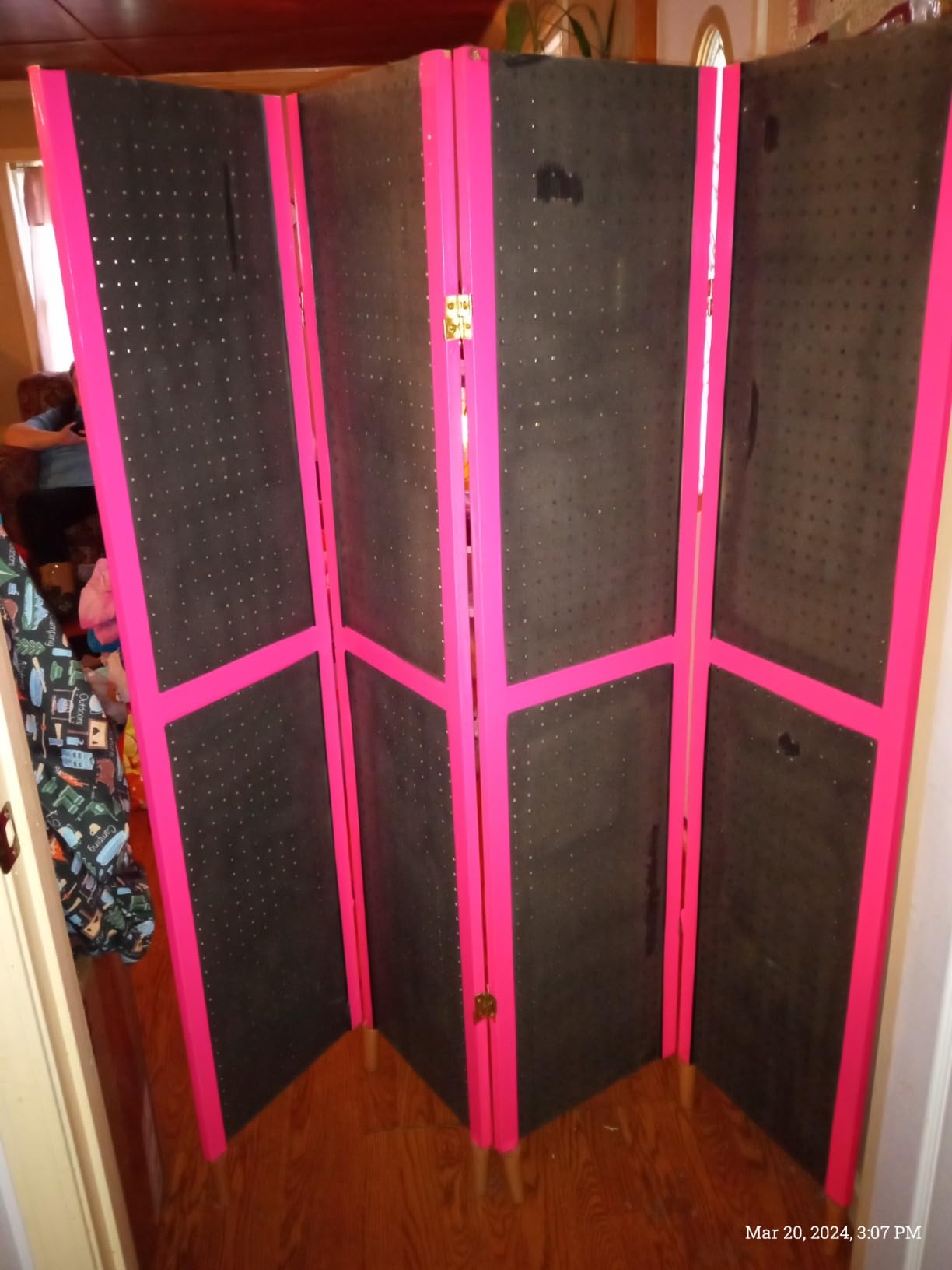 SSWBasics 5 Foot 4-Panel Folding Pegboard Stand for Crafting - Versatile Pegboard Display and Room Divider - Paint-Ready Surface for Customization - Perfect for Trade Shows, Flea Markets, and Home - Customer Photo 1