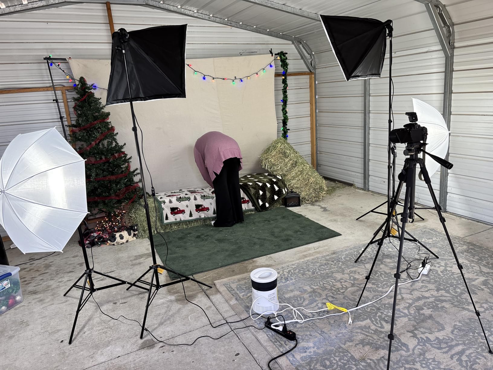 EMART 8.5 x 10 ft Backdrop Support System, Professional Photography Lighting Kit with 50W LED Blub, 6 * 9ft Backdrop *3, Reflector,Umbrellas&Softbox Lighting Kit for Studio, Portrait, Video Shooting - Customer Photo 1