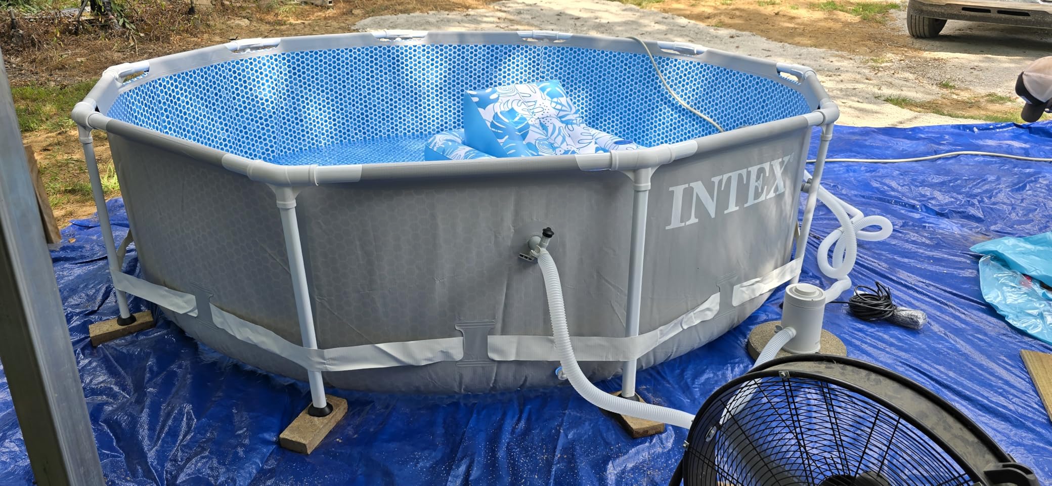 Intex 26723EH Prism Frame Premium Above Ground Swimming Pool Set: 15ft x 42in – Includes 1000 GPH Cartridge Filter Pump – Removable Ladder – Pool Cover – Ground Cloth - Customer Photo 2