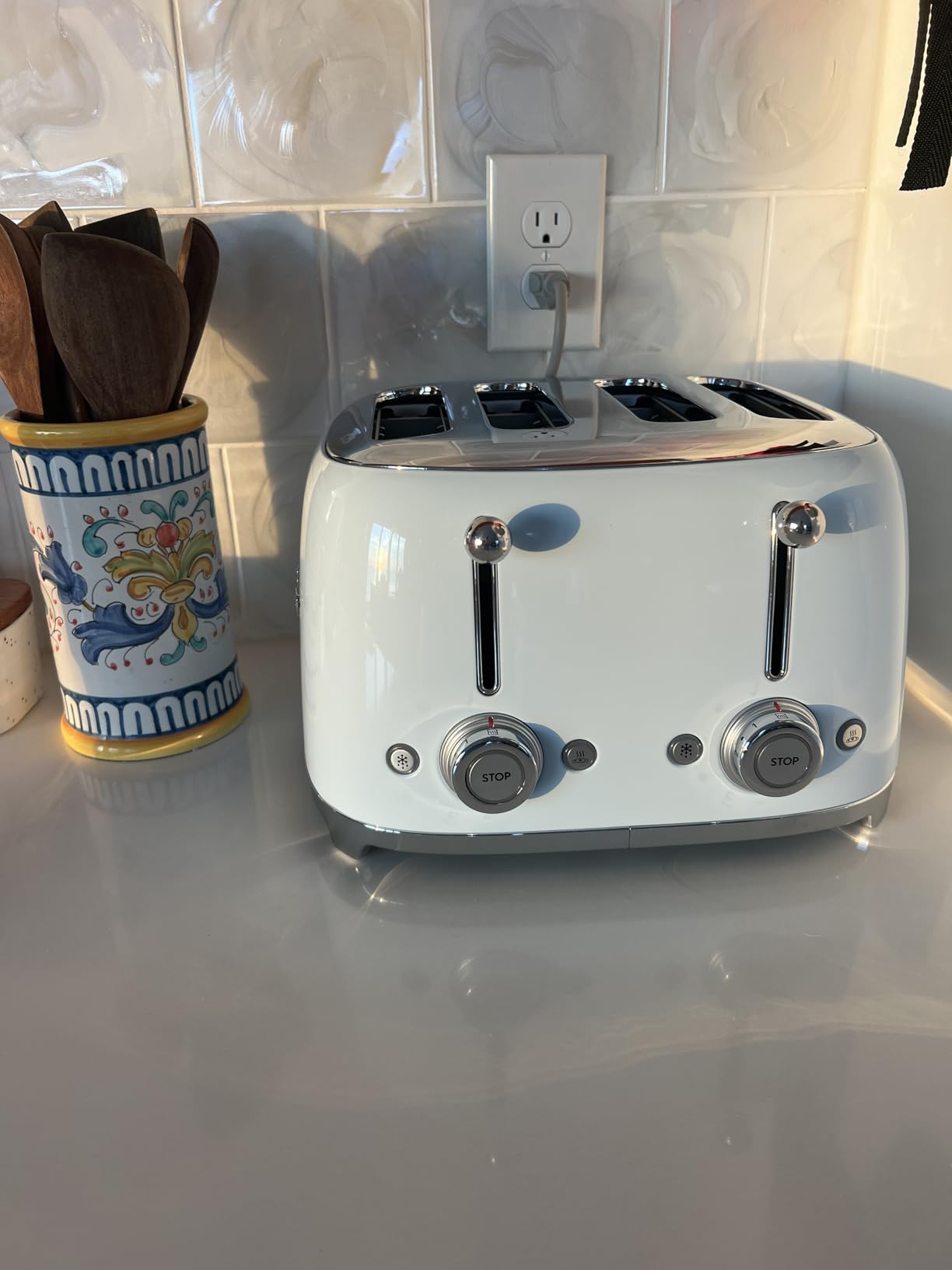 Smeg 50's Style Retro Aesthetic 4 Slice Toaster 6 Presets Extra Wide Slots Cream TSF03CRUS - Customer Photo 2