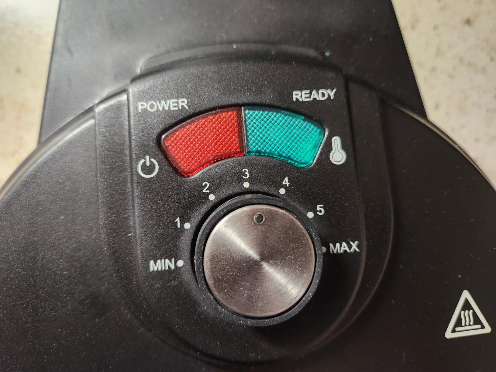 Chefman Anti-Overflow Belgian Waffle Maker w/Shade Selector, Temperature Control, Mess Free Moat, Round Iron w/Nonstick Plates & Cool Touch Handle, Measuring Cup Included, Black - Customer Photo 2