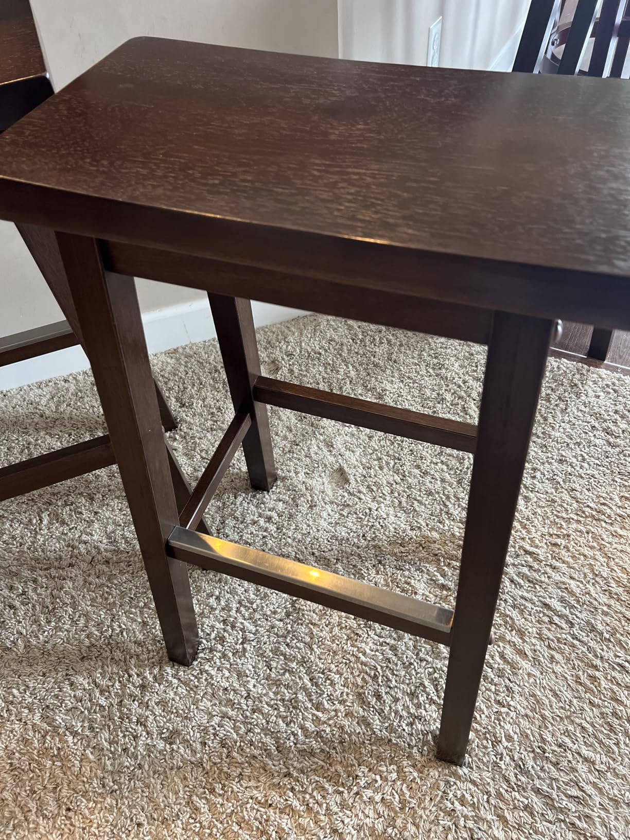 Amazon Basics Solid Wood Saddle-Seat Kitchen Counter Barstool with Footrest, Easy Assembly - 29-Inch Height - Black - Set of 2 - Customer Photo 2