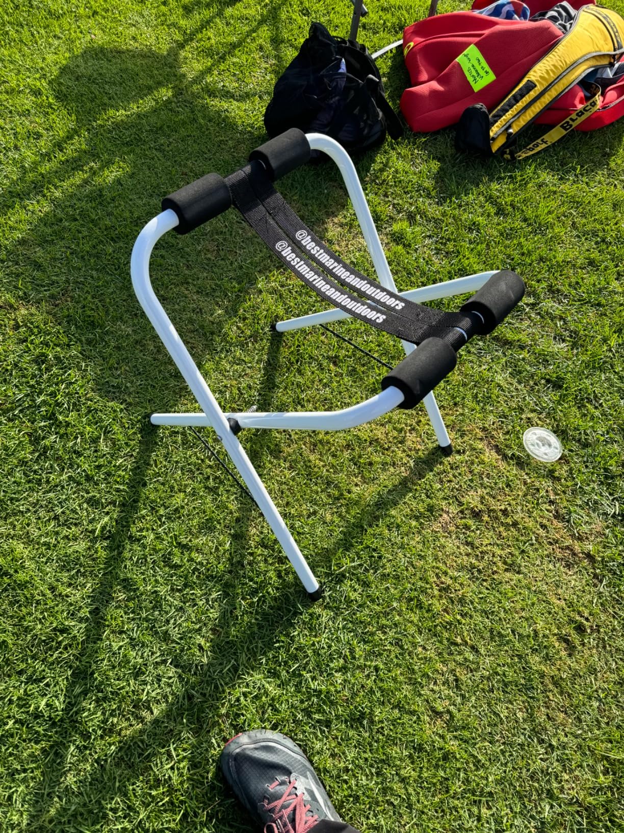 Best Marine and Outdoors Folding Kayak Stands, Extra Tall Storage Rack for Kayaks, Canoes & SUP Paddle Boards, 150lb Weight Capacity, Portable Freestanding Boat Accessories - Customer Photo 1