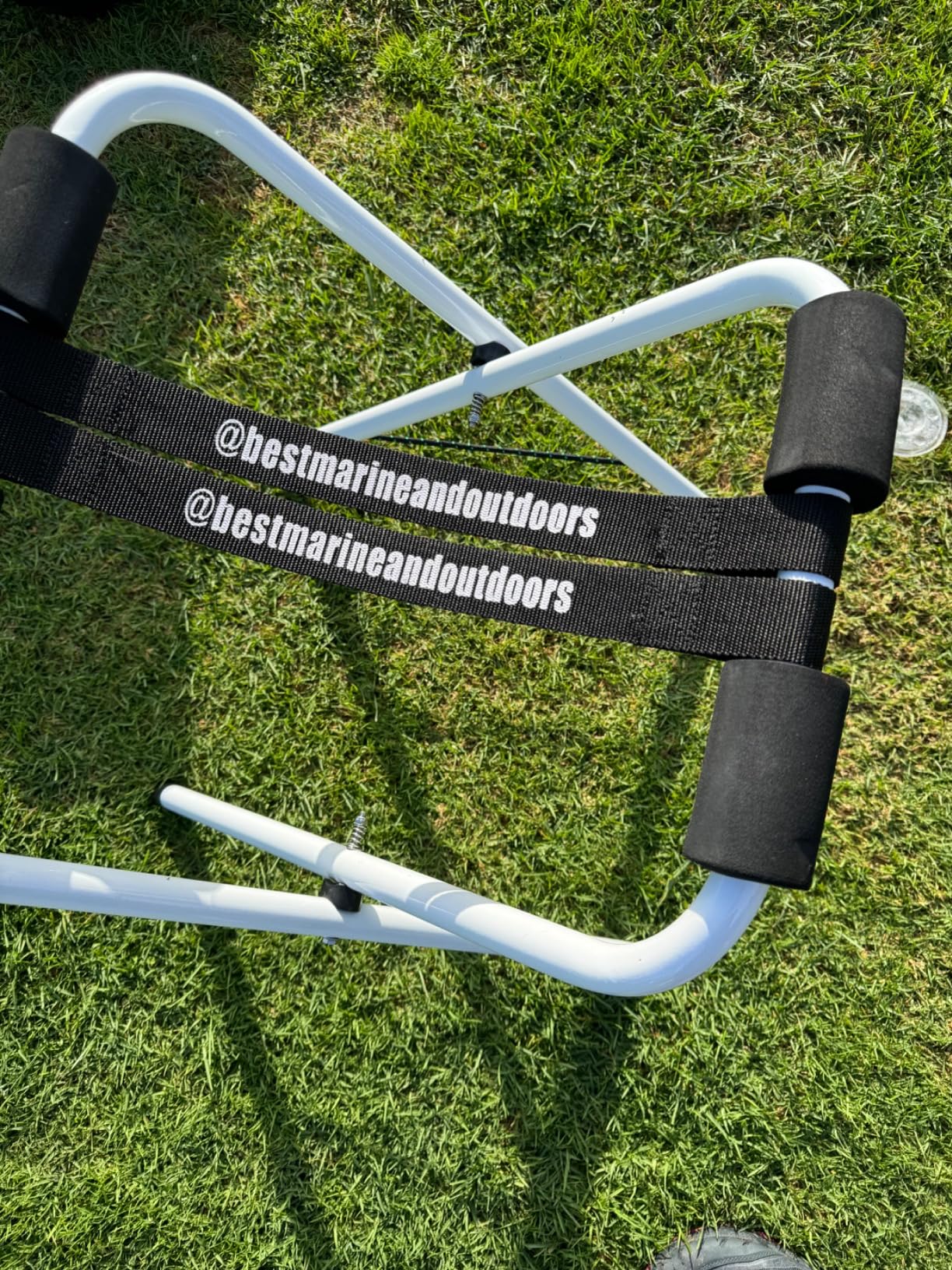 Best Marine and Outdoors Folding Kayak Stands, Extra Tall Storage Rack for Kayaks, Canoes & SUP Paddle Boards, 150lb Weight Capacity, Portable Freestanding Boat Accessories - Customer Photo 2