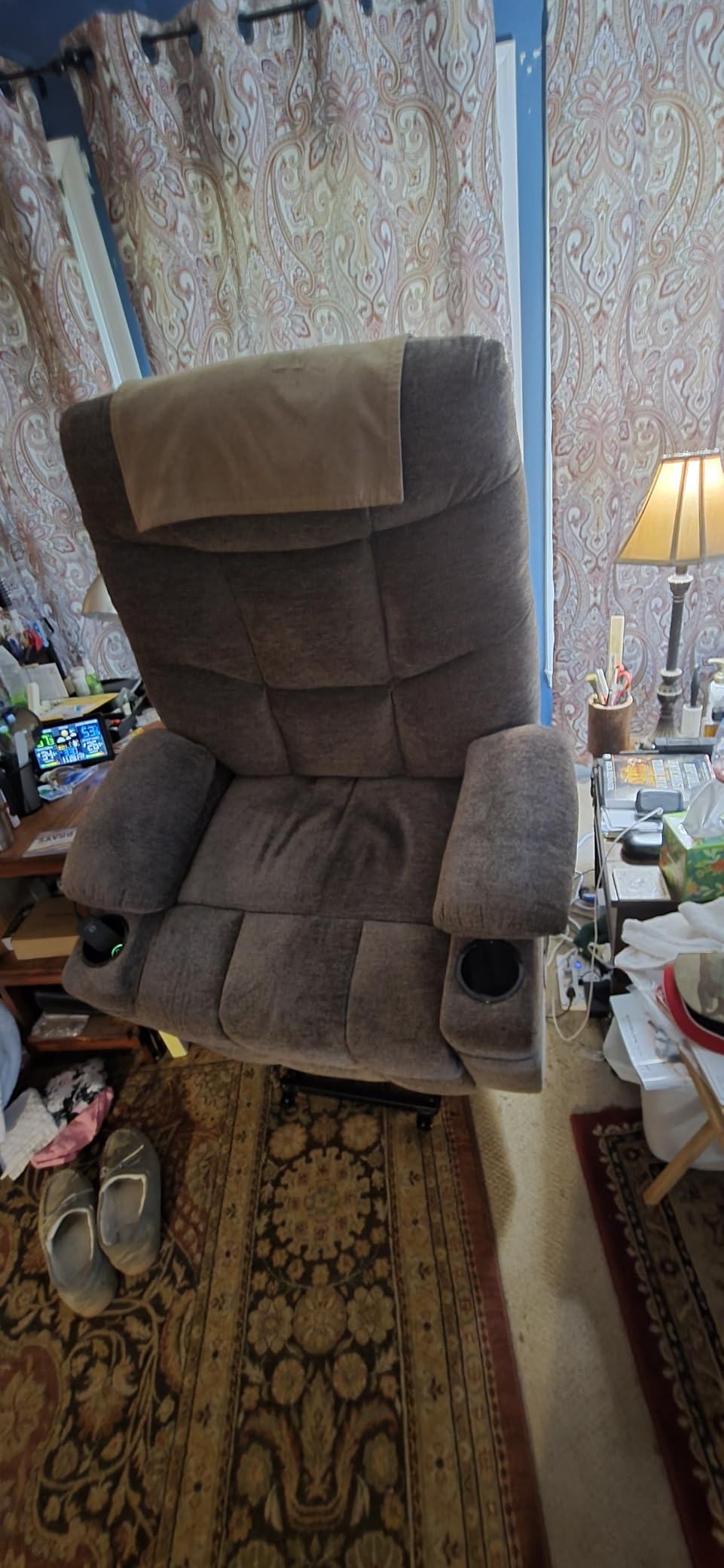MCombo Power Lift Recliner Chair with Extended Footrest for Elderly People, Fabric 7287/7087 (Brown, Medium) - Customer Photo 1