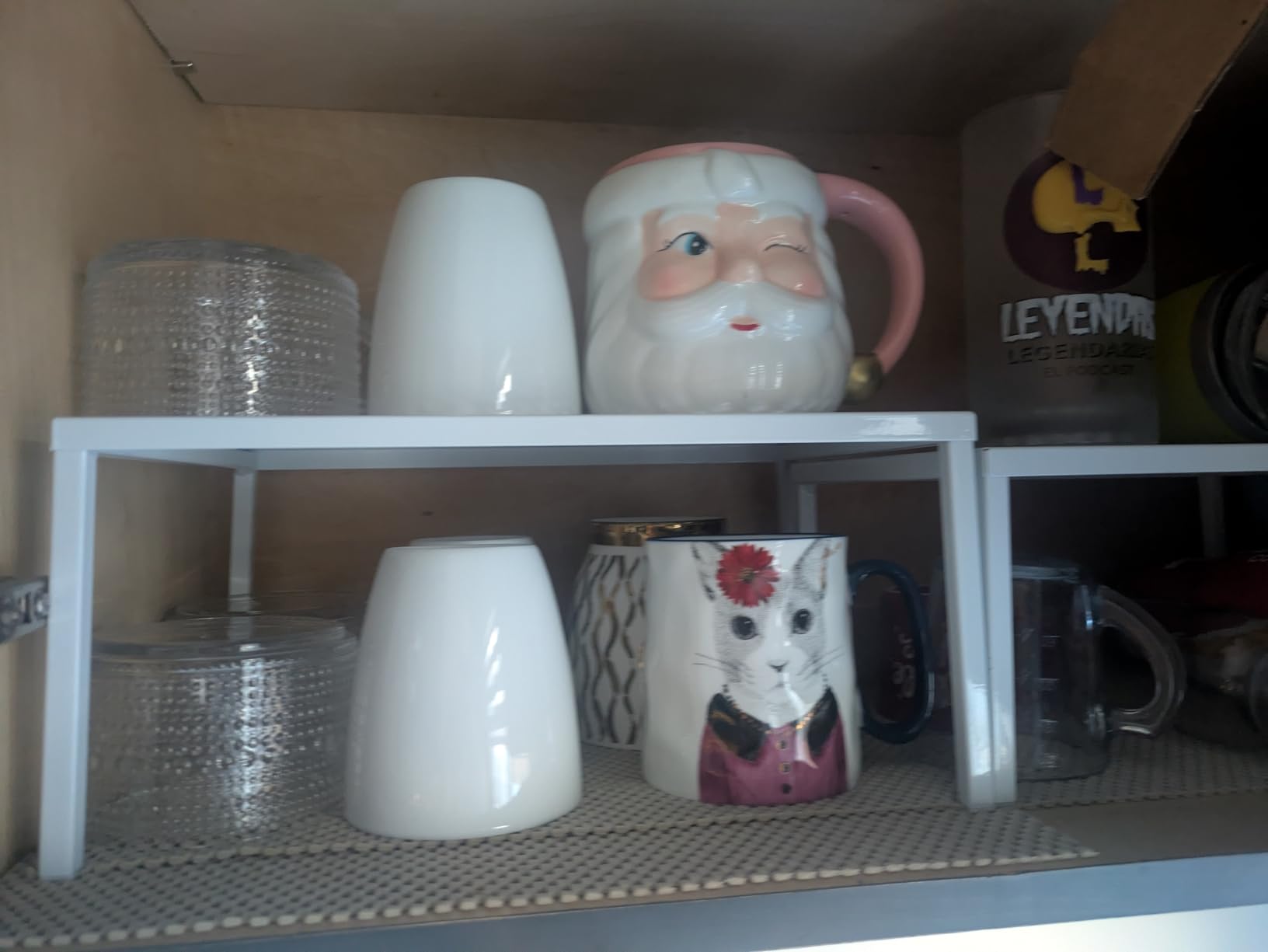 Simple Houseware Expandable Stackable Kitchen Counter Shelf Organizer, White, Metal Top, 11.25