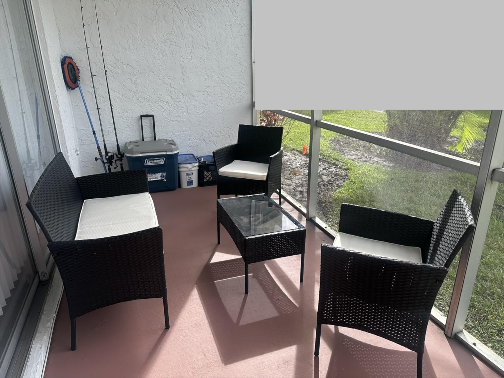 FDW | 4-Piece Patio Furniture Set | Black | Outdoor Wicker Furniture with Coffee Table | Modern Rattan Chairs Conversation Set | Outdoor Seating | Weather-Resistant | for Porch, Garden, Lawn - Customer Photo 1