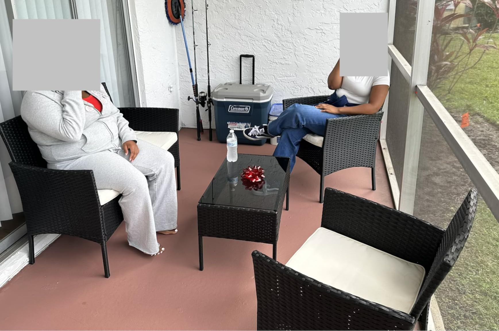 FDW | 4-Piece Patio Furniture Set | Black | Outdoor Wicker Furniture with Coffee Table | Modern Rattan Chairs Conversation Set | Outdoor Seating | Weather-Resistant | for Porch, Garden, Lawn - Customer Photo 2