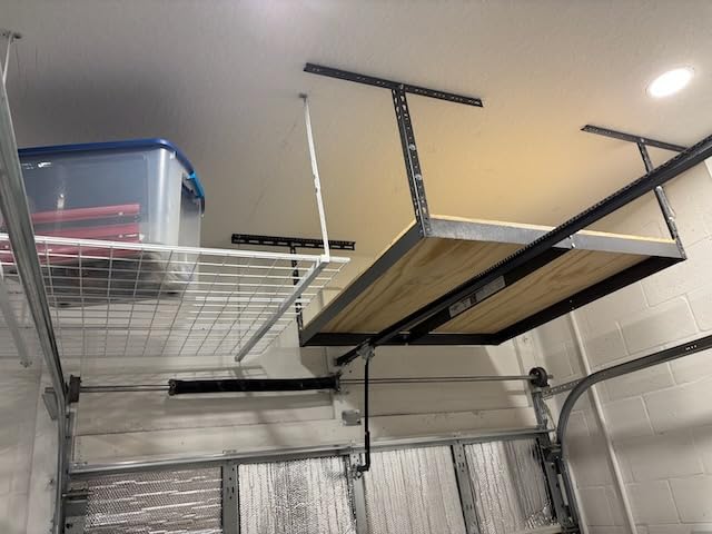 MonsterRax 4x8 Overhead Garage Storage Rack Frame Kit - Hanging Storage Shelves, Garage Ceiling Storage Rack System, Ceiling Shelving - (Hammertone, Adjustable 18