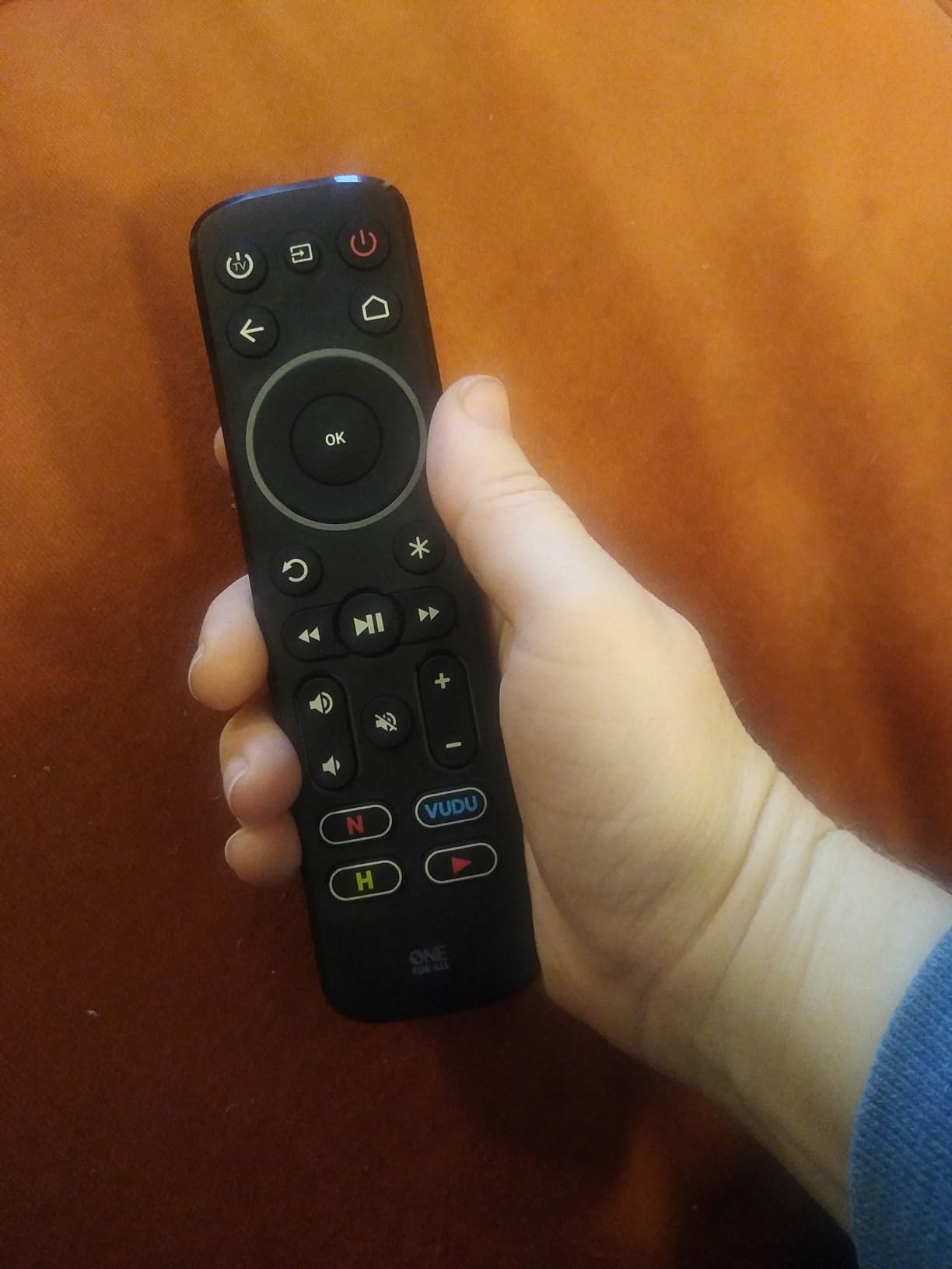 One For All Streamer Remote (New, in Retail Packaging) – Controls up to 3 Devices - (IR) - Control Your Streamer Box, TV and Sound bar – Learning Feature - Backlit Keys - Black – URC7935 - Customer Photo 1