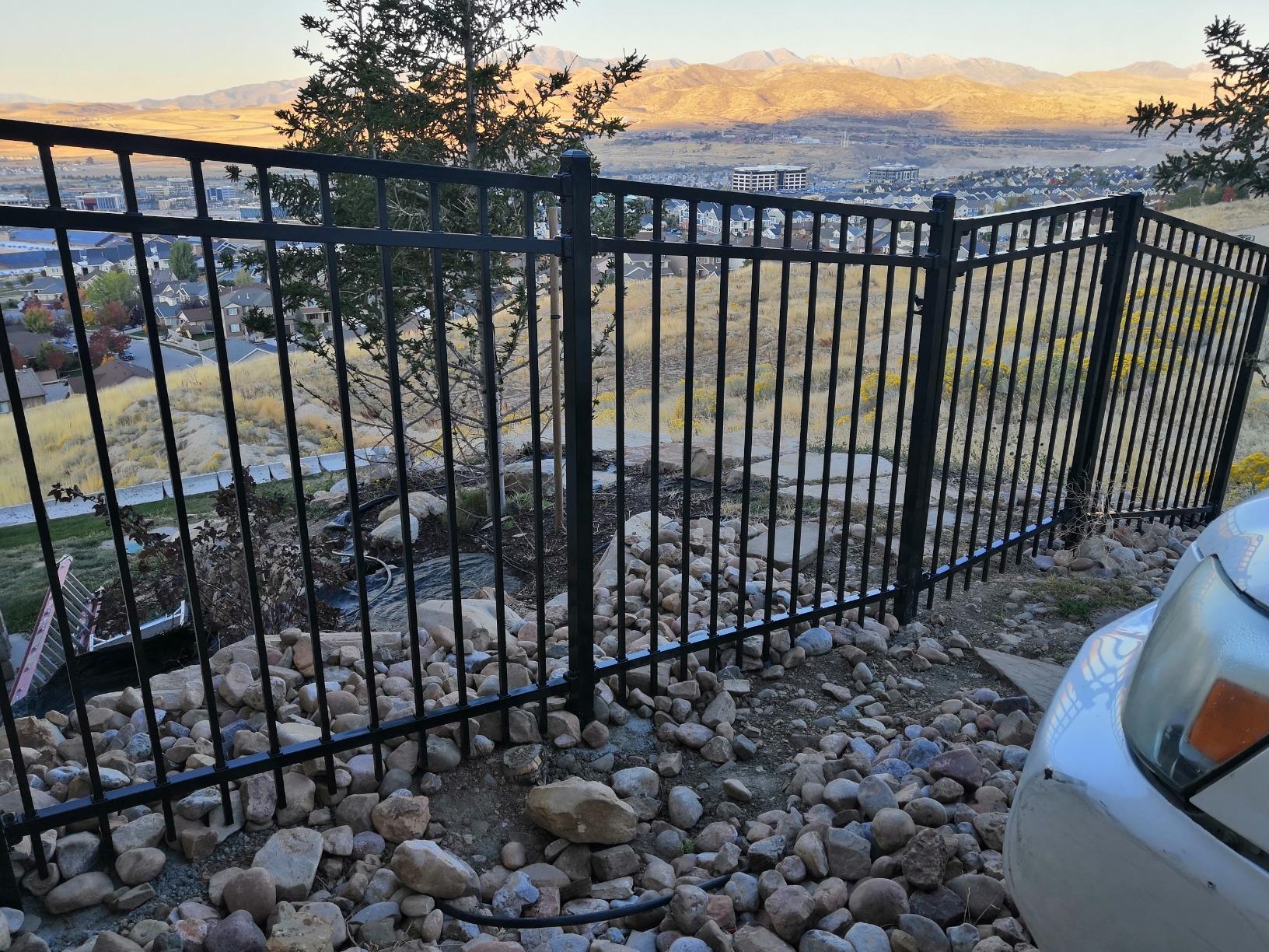 XCEL Fence Black Steel Anti-Rust Fence Panel - Flat Top/Picket Bottom - 3-Rail - 5'FT H X 6.5'FT W- Easy Installation - for Residential, Outdoor, Yard, Garden, 3-Rail, 1 Post Included - Customer Photo 2