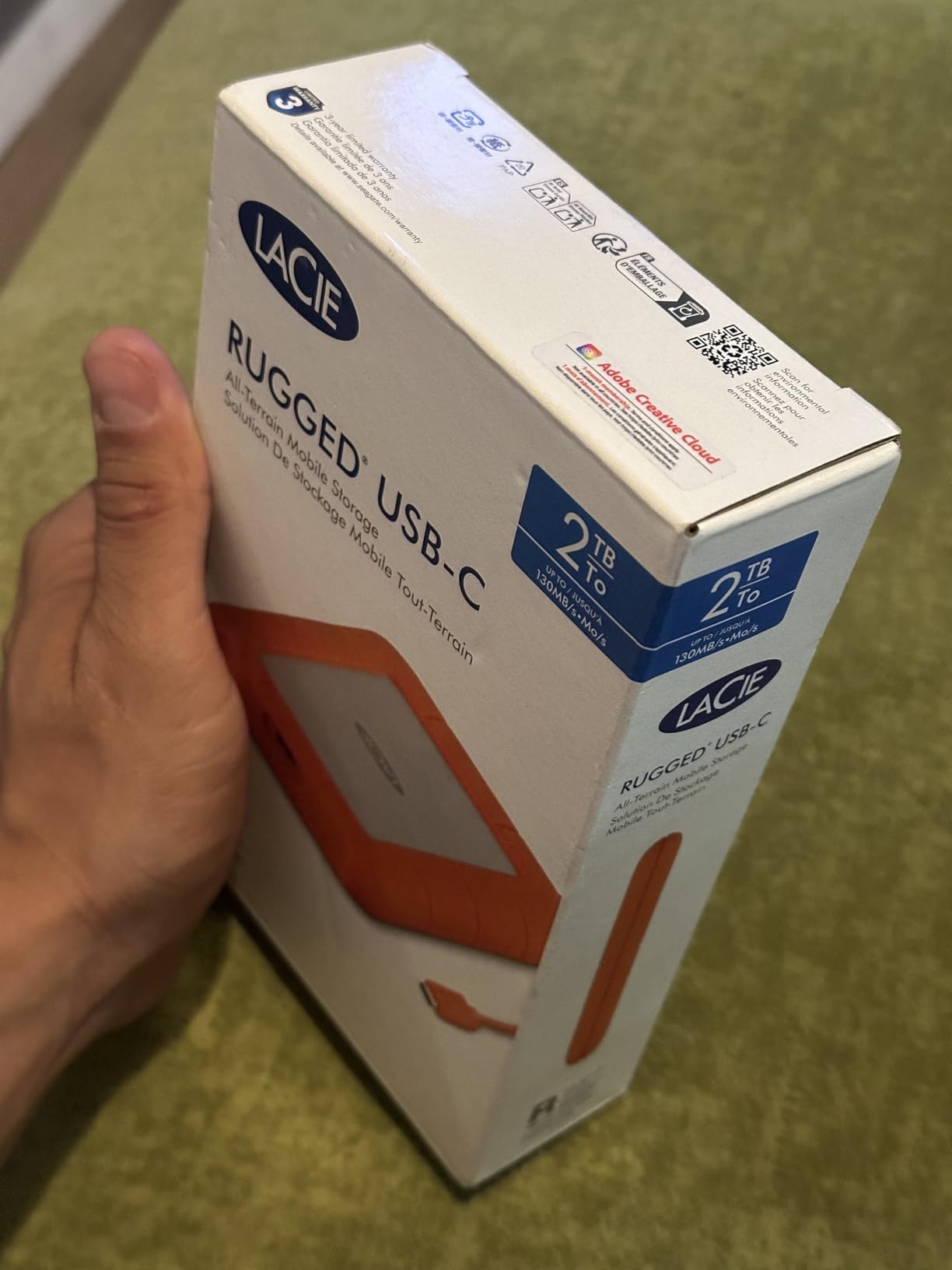 LaCie Rugged Raid Shuttle 8TB External Hard Drive Portable HDD - USB-C USB 3.0 Compatible, Drop Shock Dust Water Resistant, for Mac and PC Computer Desktop Laptop, 1 Mo Adobe CC (STHT8000800) - Customer Photo 2