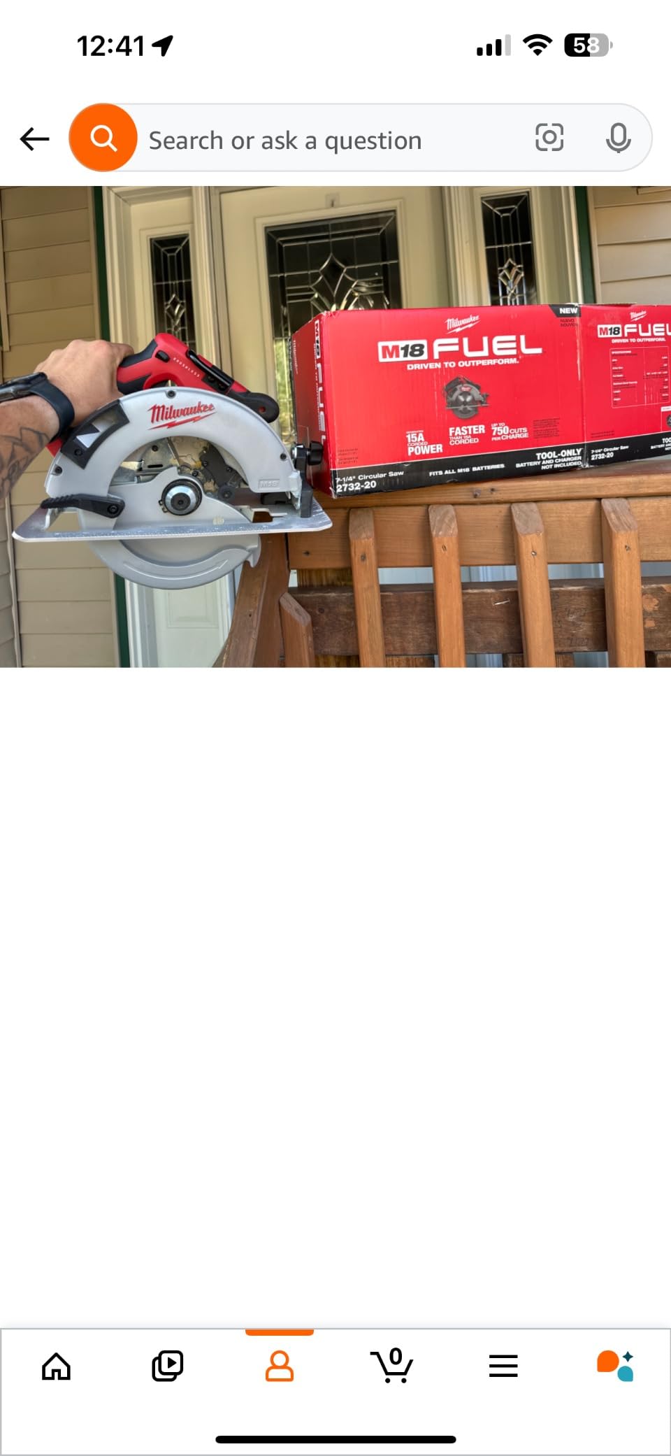 Milwaukee 2732-20 M18 Fuel 18 Volt Lithium-Ion 15 Amp 7-1/4 Inch Cordless Circular Saw (Tool Only) - Customer Photo 2