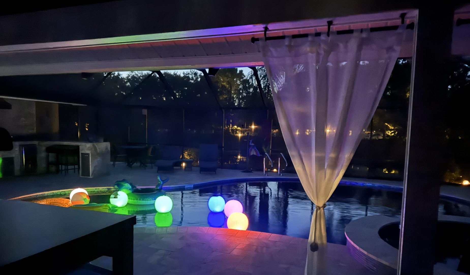 HAPIKAY Solar Floating Pool Lights - Pack of 2 Solar Powered Color Changing 14-inch Balls - Float or Hang in Pool Garden Backyard Pond Party Decorations - Inflatable Wateproof - Customer Photo 1