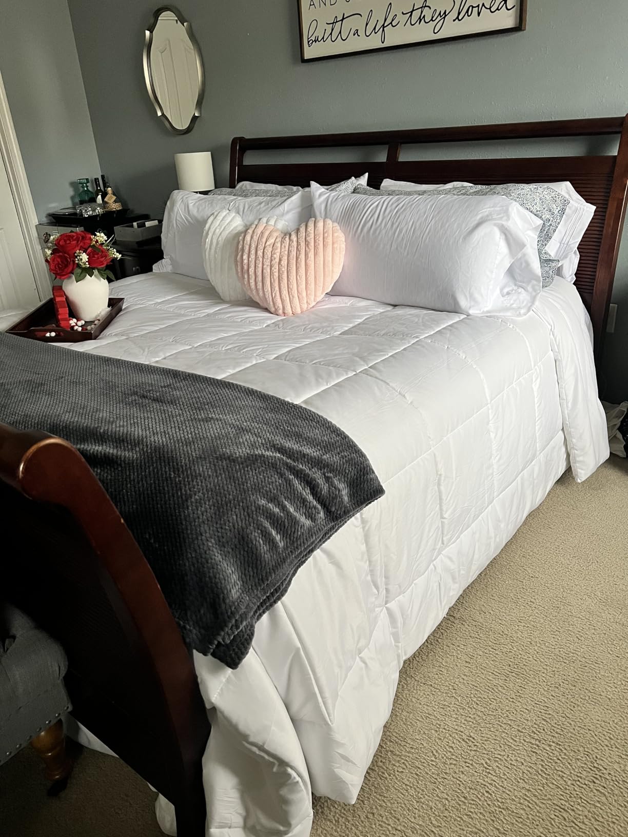 Bedsure Comforter Duvet Insert - Quilted Comforters King Size, All Season Duvet, GentleSoft Down Alternative Bedding, with 8 Tabs, Gifts for Women/Men, White, King 90 x 102 Inches - Customer Photo 1