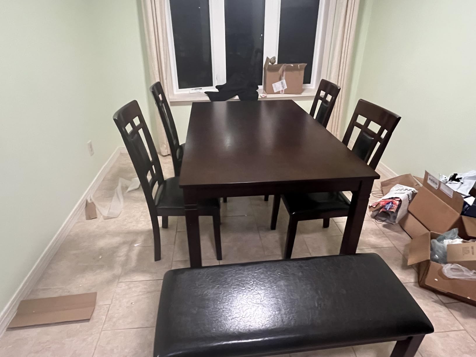 Signature Design by Ashley Bridson 6 Piece Dining Set, Includes Rectangular Dining Table, 4 Ladderback Chairs & Bench, Wood, 36