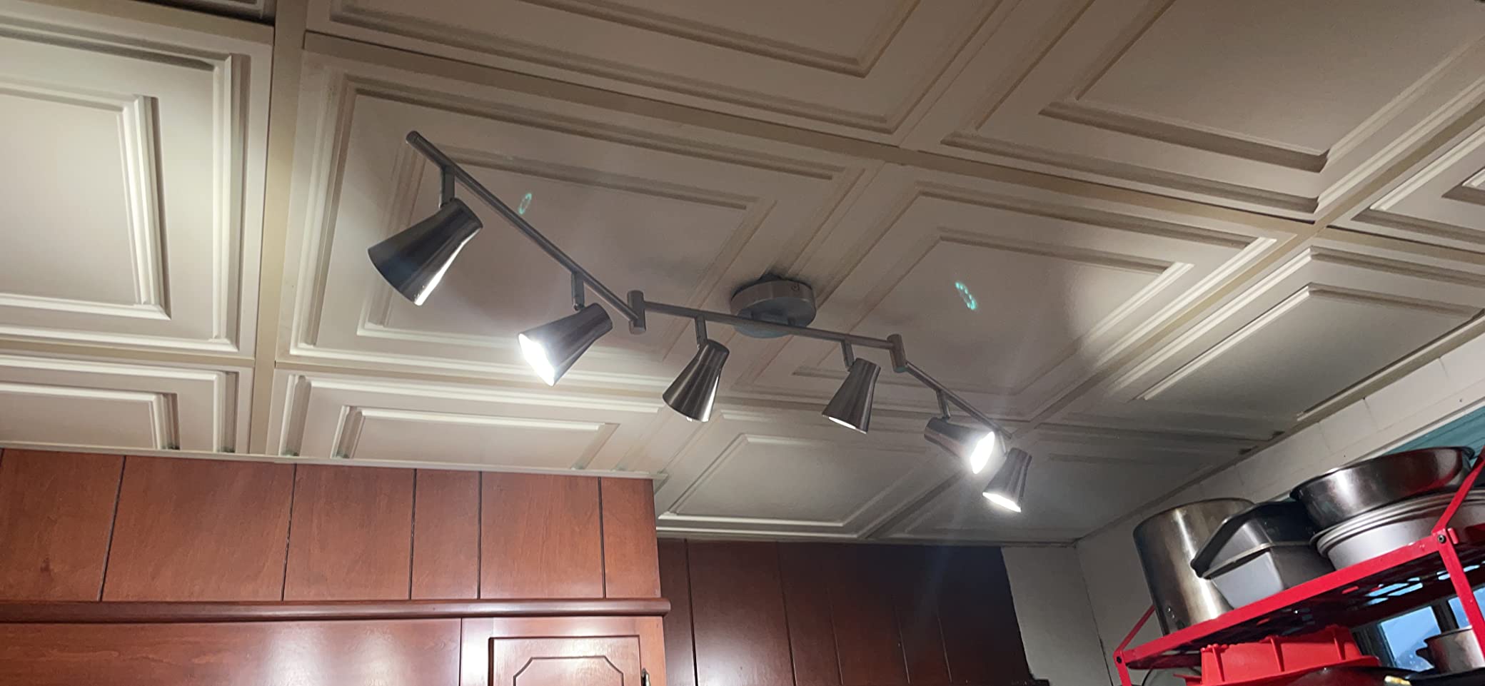 DLLT 6-Light Flexible Track Lighting Rail, Modern Directional Led Spot Ceiling Light Fixture Flush, Brush Steel, Bulbs Included for Living Room, Dining Room, Bedroom, Kitchen, Office - Customer Photo 1