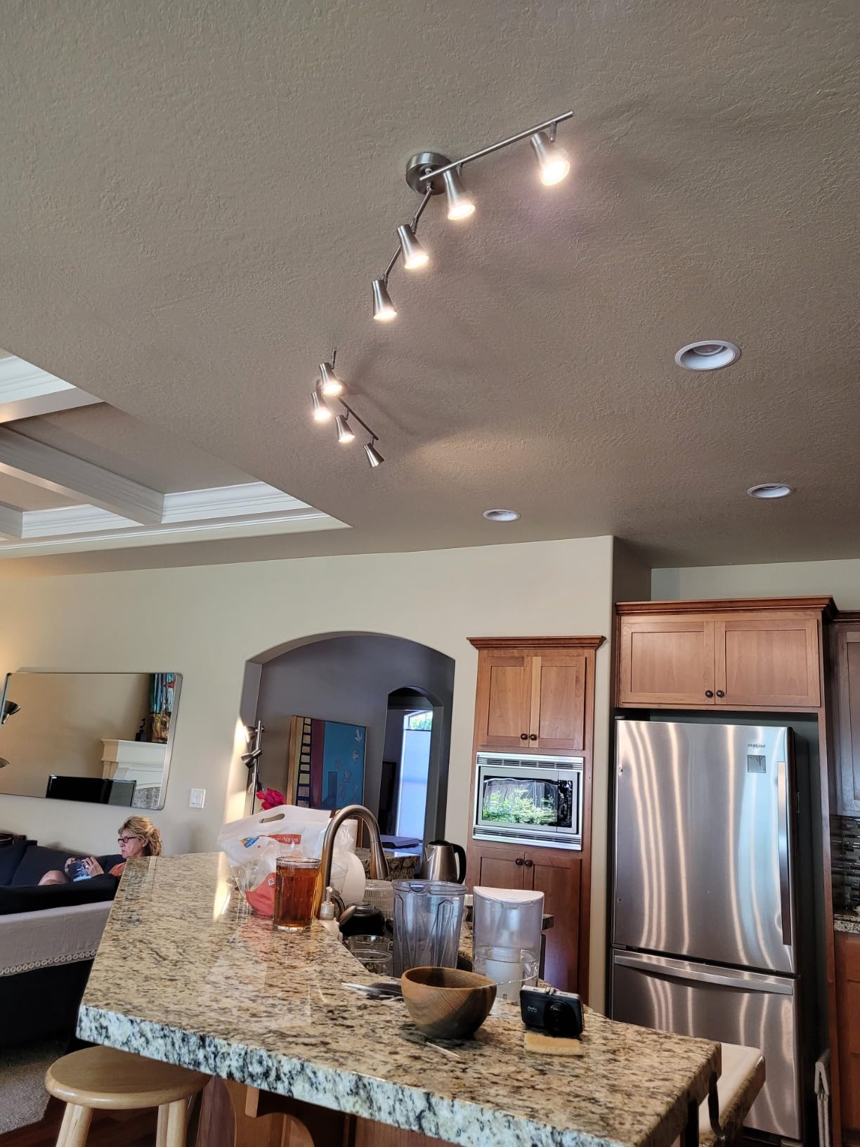 DLLT 6-Light Flexible Track Lighting Rail, Modern Directional Led Spot Ceiling Light Fixture Flush, Brush Steel, Bulbs Included for Living Room, Dining Room, Bedroom, Kitchen, Office - Customer Photo 2