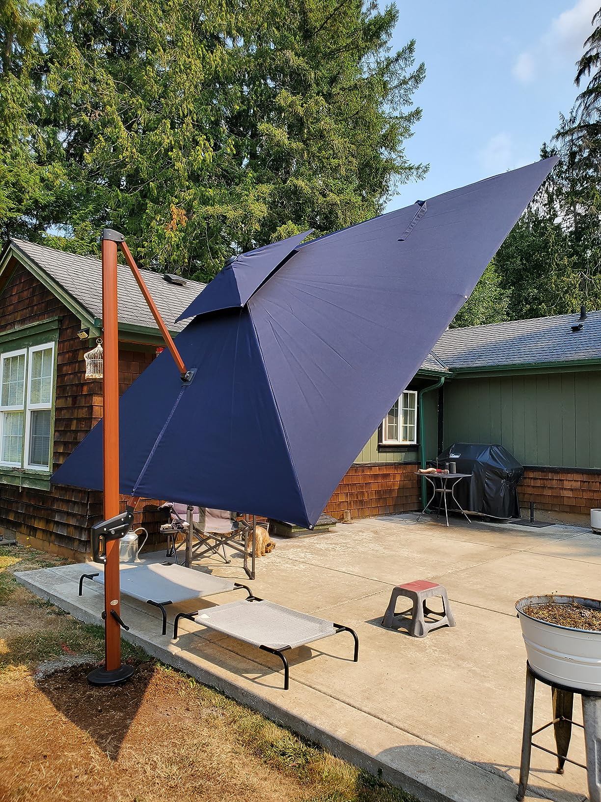 PURPLE LEAF 9' X 12' Double Top Deluxe Wood Pattern Rectangle Patio Umbrella Offset Hanging Umbrella Outdoor Market Umbrella Garden Umbrella, Brick Red - Customer Photo 1