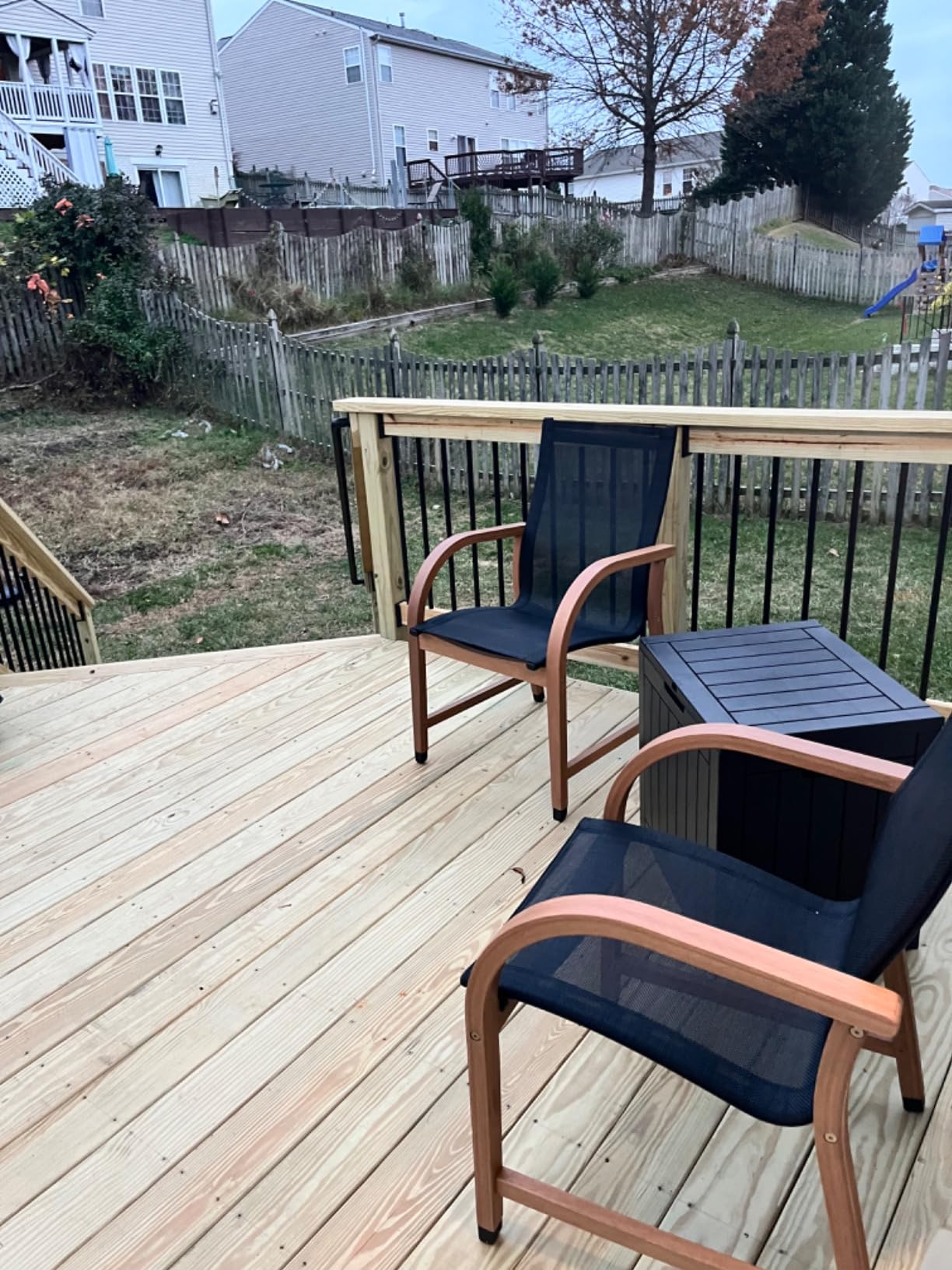 Amazonia Franklin 9-Piece Rectangular Extendable Patio Dining Set Teak Finish and Weather-Net Technology - Customer Photo 1