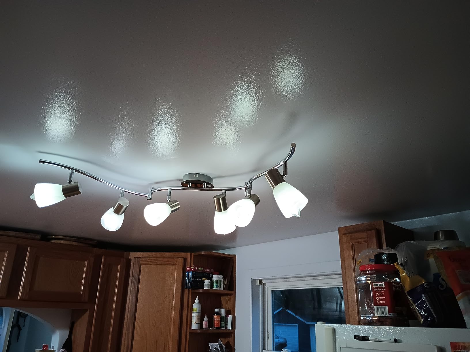 DLLT 6-Light Flexible Track Lighting Rail, Modern Directional Led Spot Ceiling Light Fixture with Glass Shade, E12 Base for Living Room, Dining Room, Bedroom, Kitchen, Brush Steel - Customer Photo 2