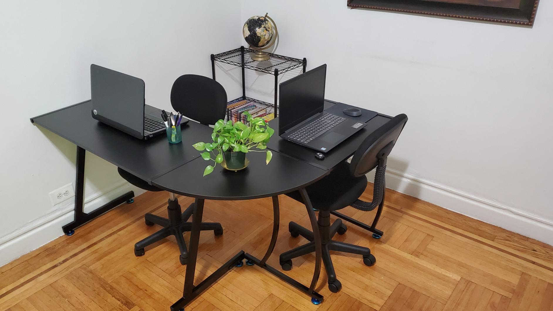 Super Deal L-Shaped Corner Desk Computer Gaming Desk - 58 Inch Modern Home PC Table Office Writing Workstation, Black - Customer Photo 2