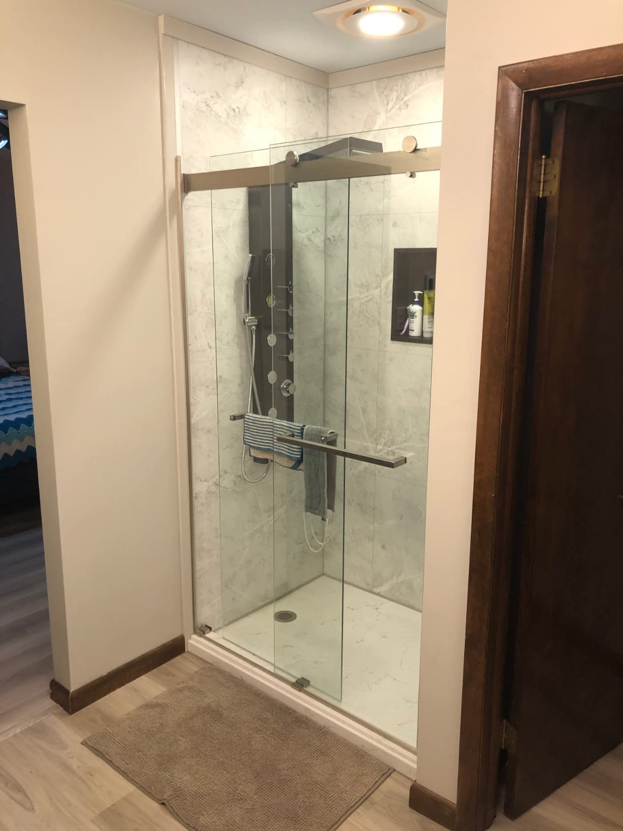 ROVOGO Shower Panel Tower with Rainfall Waterfall Shower Head, 5 Body Jets and 3-Function Handheld, High Pressure Rain Massage System, Wall-Mount Shower Column, 304 Stainless Steel Brushed - Customer Photo 1