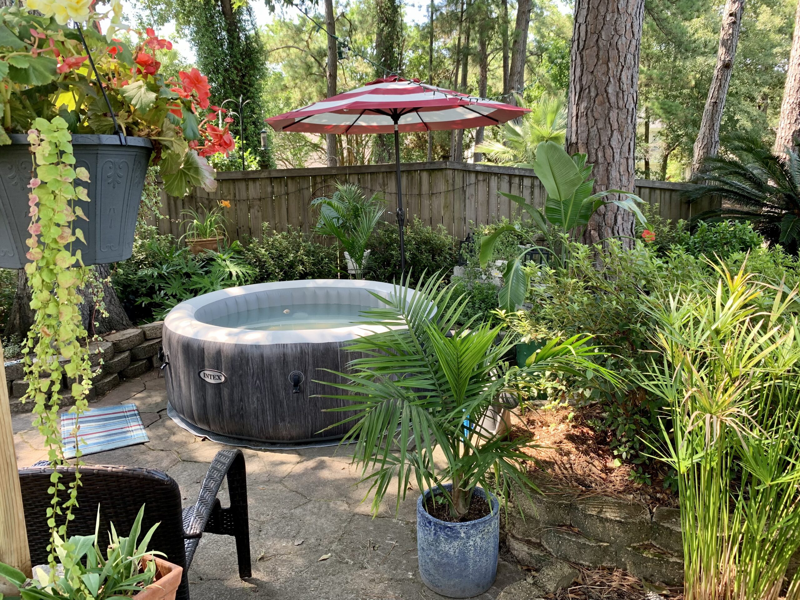 Intex Greywood Deluxe 4 Person Outdoor Portable Inflatable Hot Tub Spa with Multi-Color LED Light, Foam Headrests, and 140 Soothing Bubble Jets, Gray - Customer Photo 2