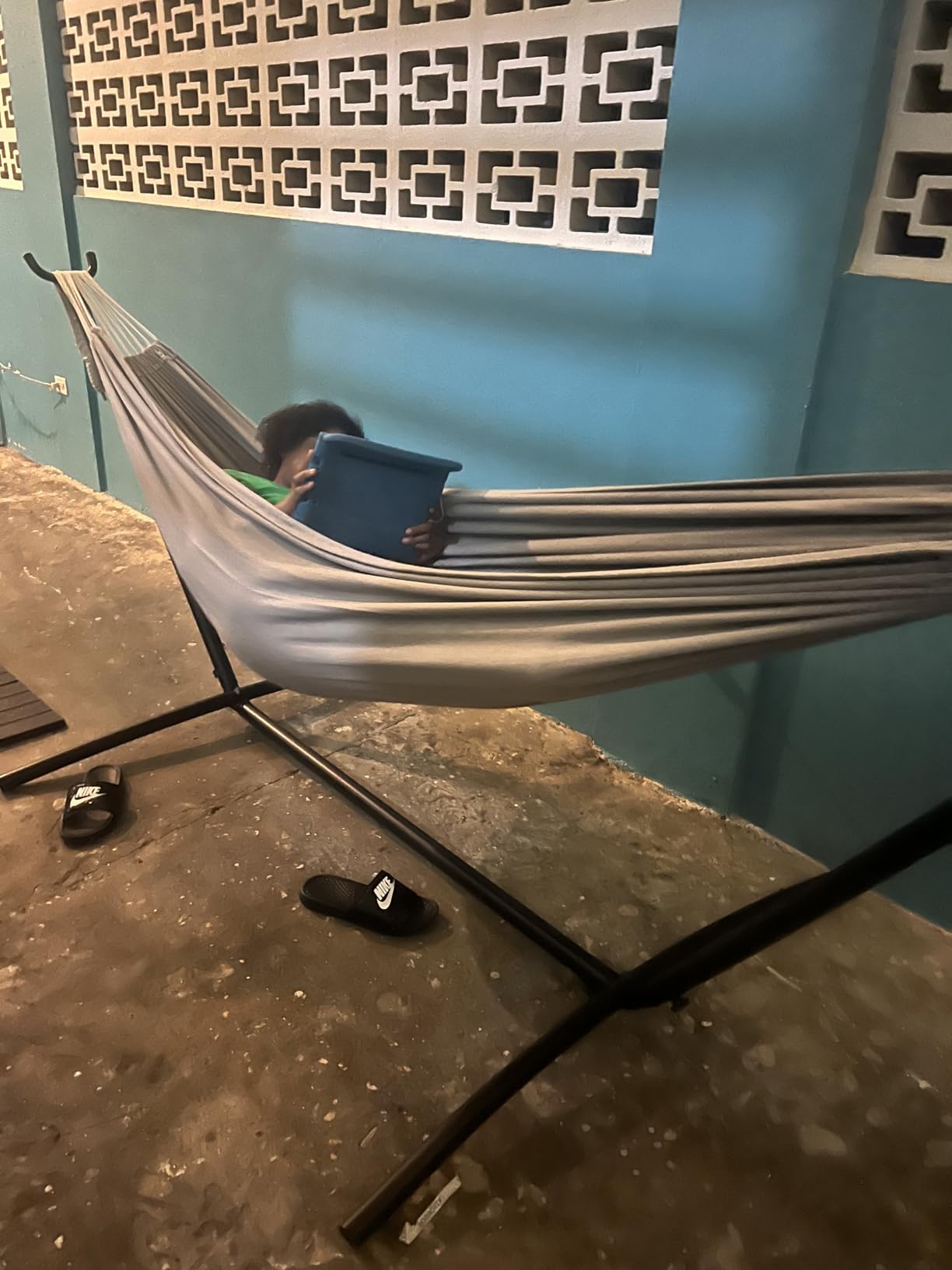 GOCAN Brazilian Double Hammock 2 Person 330X150cm Load 500Pound Cotton Hammock for Patio Porch Garden Backyard Lounging Outdoor and Indoor (Beige) - Customer Photo 1