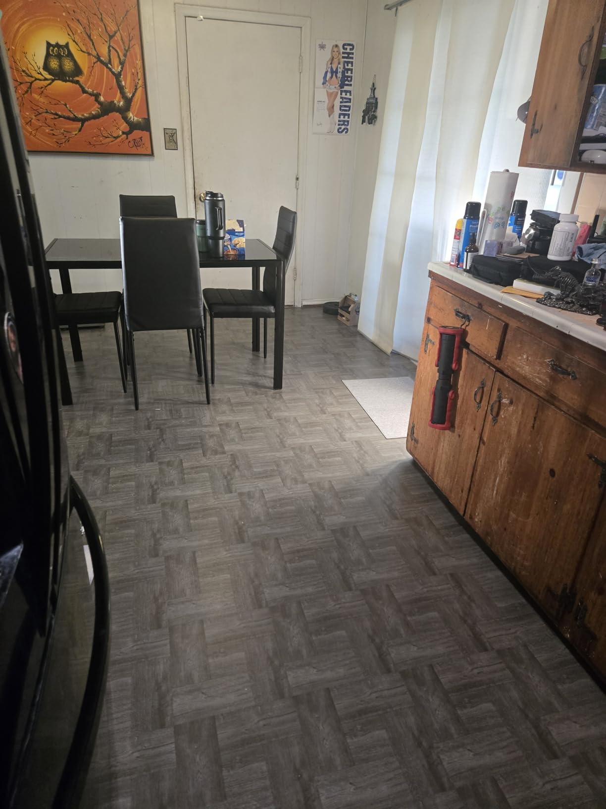 FDW 5-Piece Dining Table Set | Black | Glass Kitchen Table with 4 Upholstered Chairs and Faux Leather Cushions | Space-Saving and Modern Design | for Dining Room, Easy to Assemble - Customer Photo 1