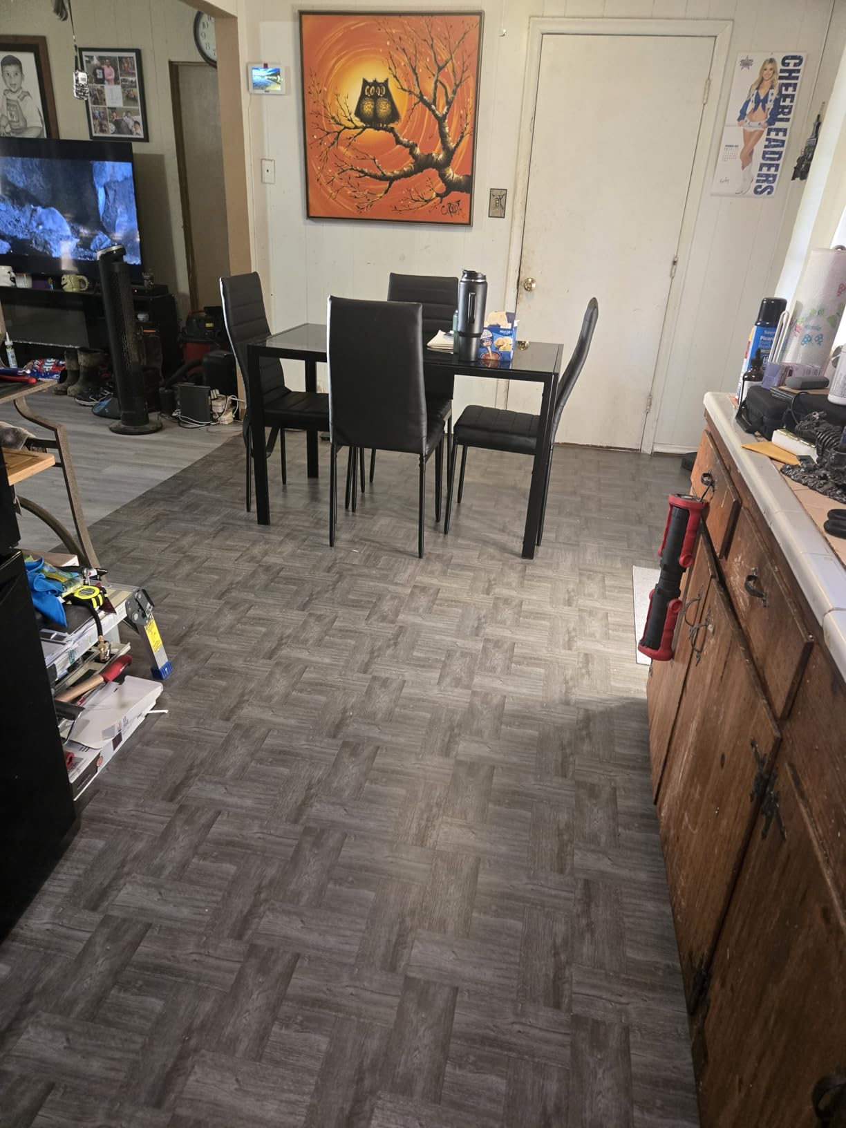 FDW 5-Piece Dining Table Set | Black | Glass Kitchen Table with 4 Upholstered Chairs and Faux Leather Cushions | Space-Saving and Modern Design | for Dining Room, Easy to Assemble - Customer Photo 2