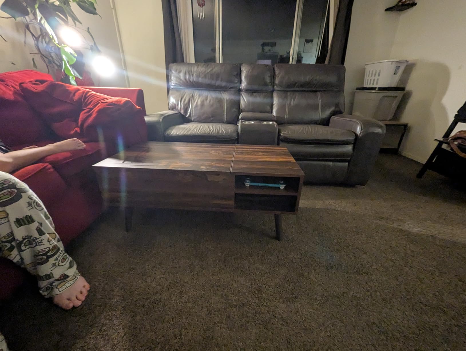 WLIVE Lift Top Coffee Table for Living Room, Small Coffee Table with Storage, Adjustable Shelf and Storage Compartment, Mid Century Modern Living Room Table, Wood, Rustic Brown - Customer Photo 1