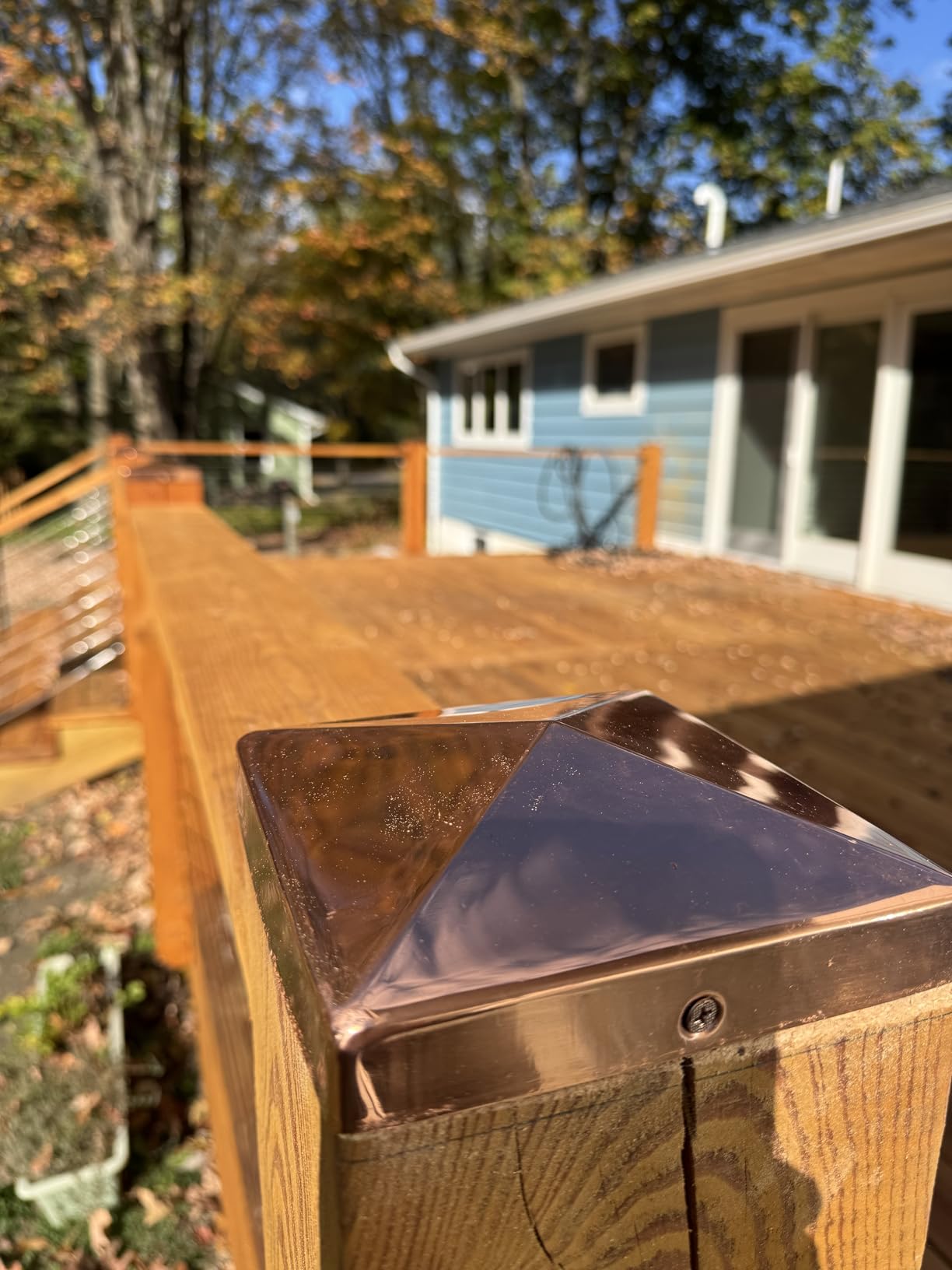 Solid Copper Pyramid Post Cap for 4x4 Wood Posts (3.5