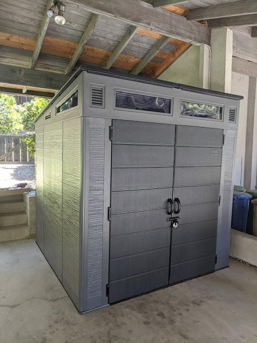 Suncast Modern Outdoor Storage Shed, 200 cu. ft. Peppercorn Resin Plastic Shed for Lawn Mower, Bikes, Utility Tools, Patio, & Yard. Weatherproof & Lockable Modern Sheds & Outdoor Storage, Made in USA - Customer Photo 2