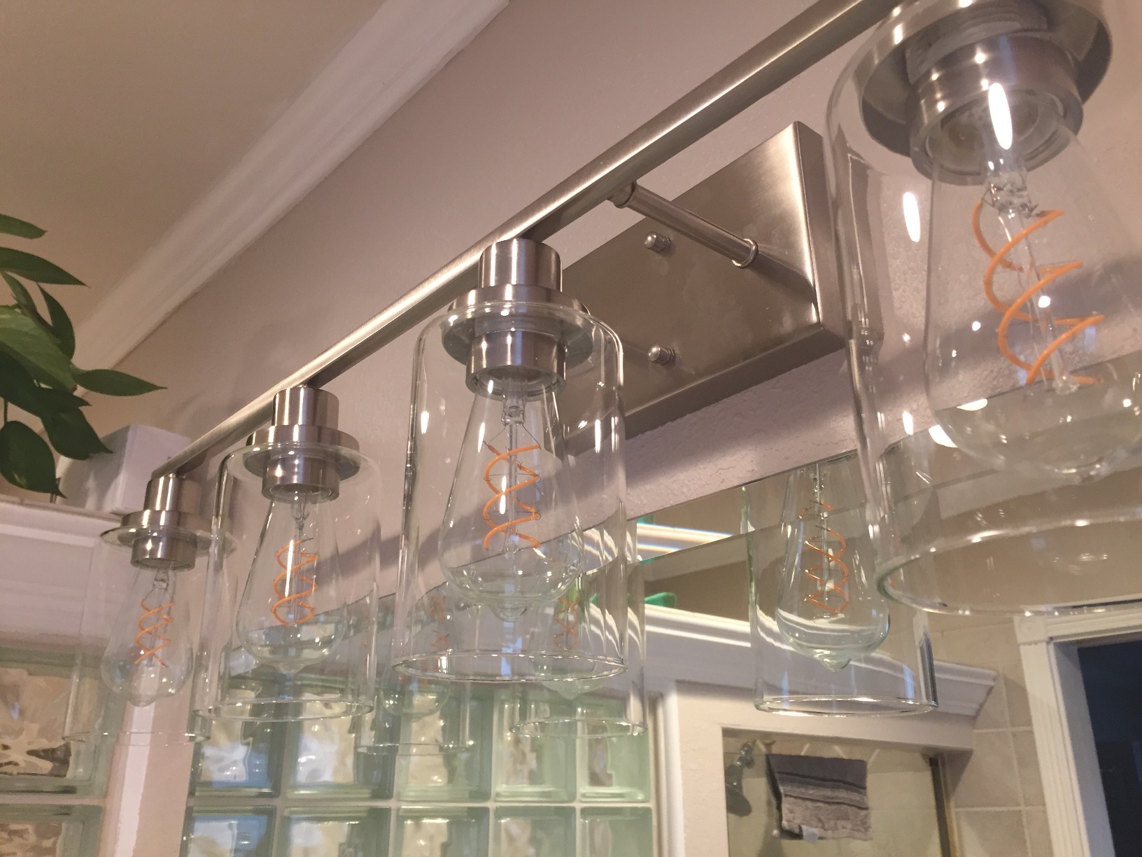 MELUCEE Modern Bathroom Vanity Light Fixtures 6-Light Brushed Nickel Contemporary Wall Light with Glass Shade for Kitchen Living Room Bedroom - Customer Photo 2