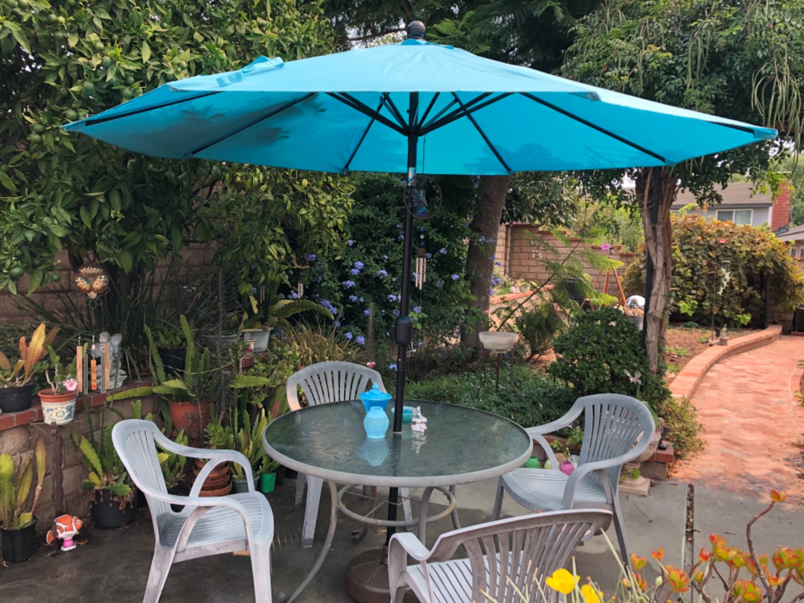 ABCCANOPY 9Ft 3 Tiers Market Umbrella, Outdoor Table Umbrella for Patio, Deck, Backyard (Dark Gray) - Customer Photo 1